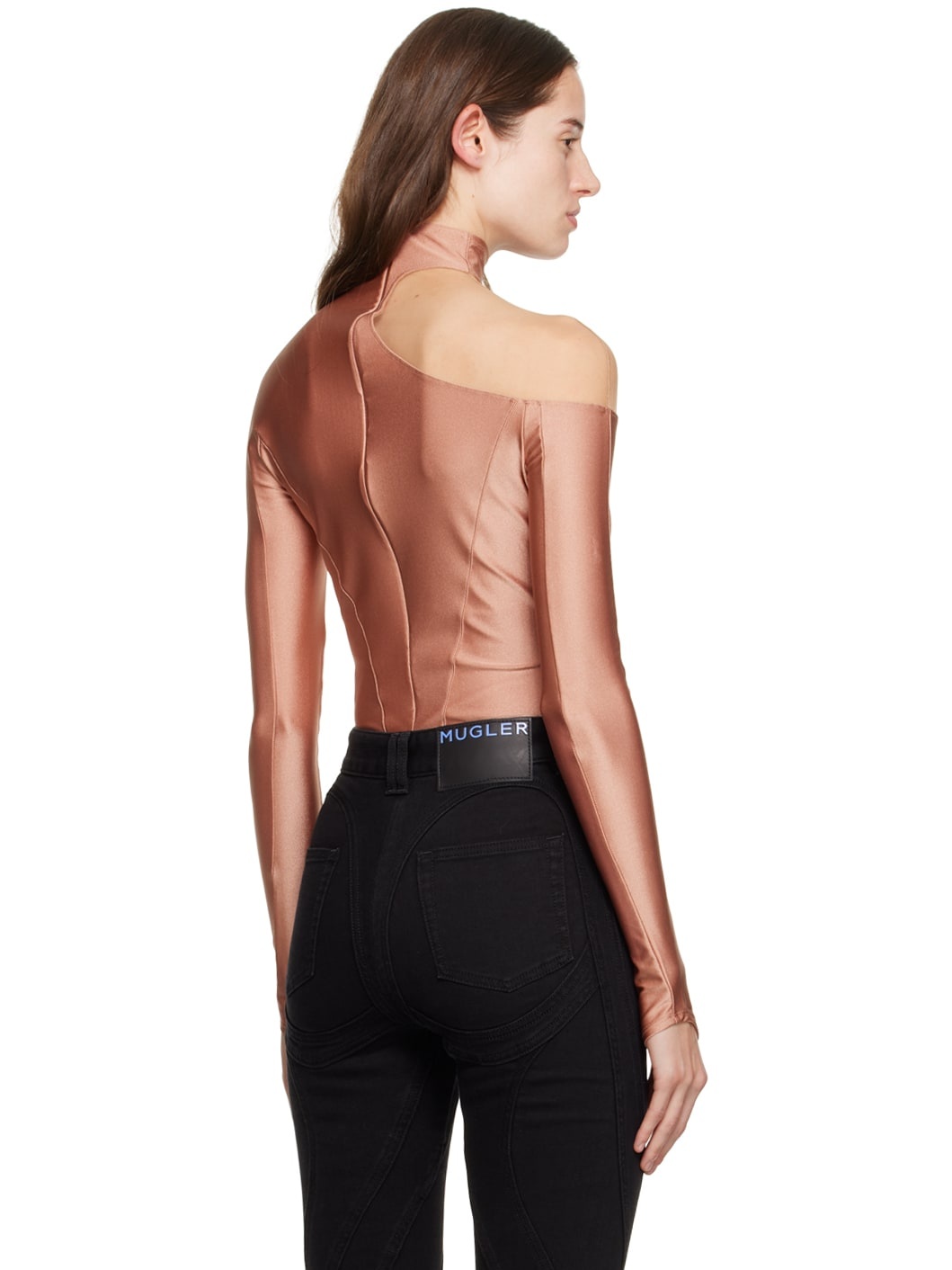 Pink Asymmetric Illusion Bodysuit - 3
