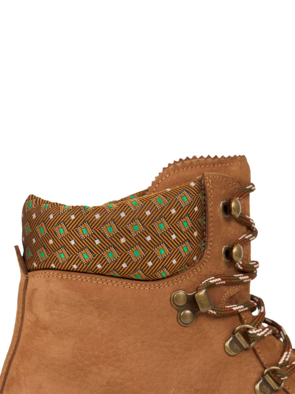patterned-collar lace-up boots - 3