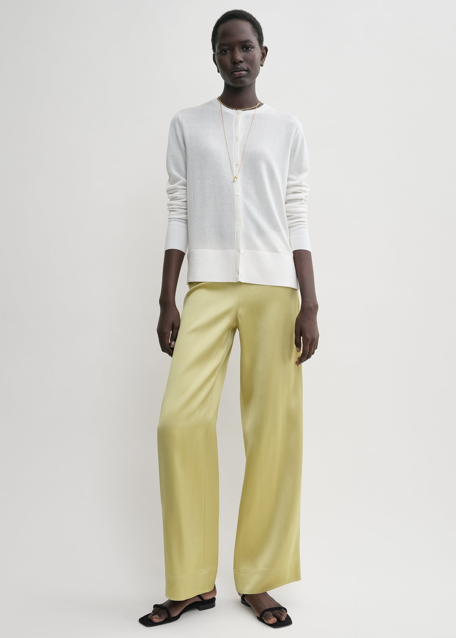 Contrast satin trousers melon - 2