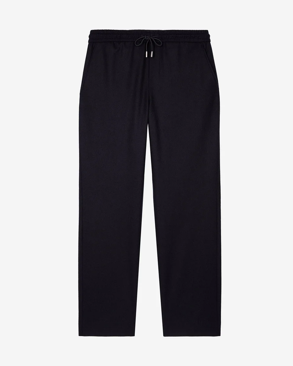 WIDE-LEG TROUSERS IN NAVY WOOL - 1