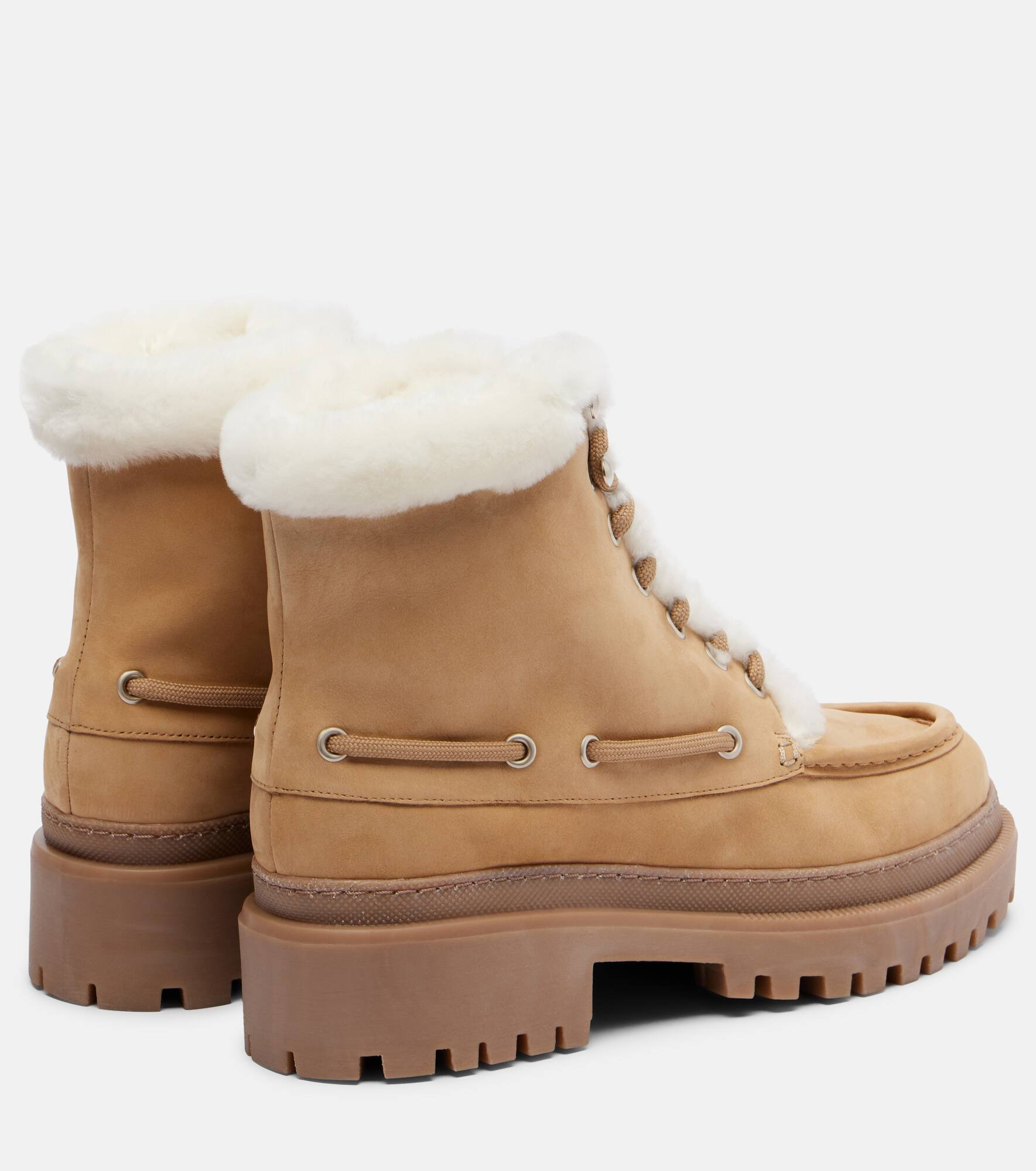 Shearling-lined suede lace-up boots - 2