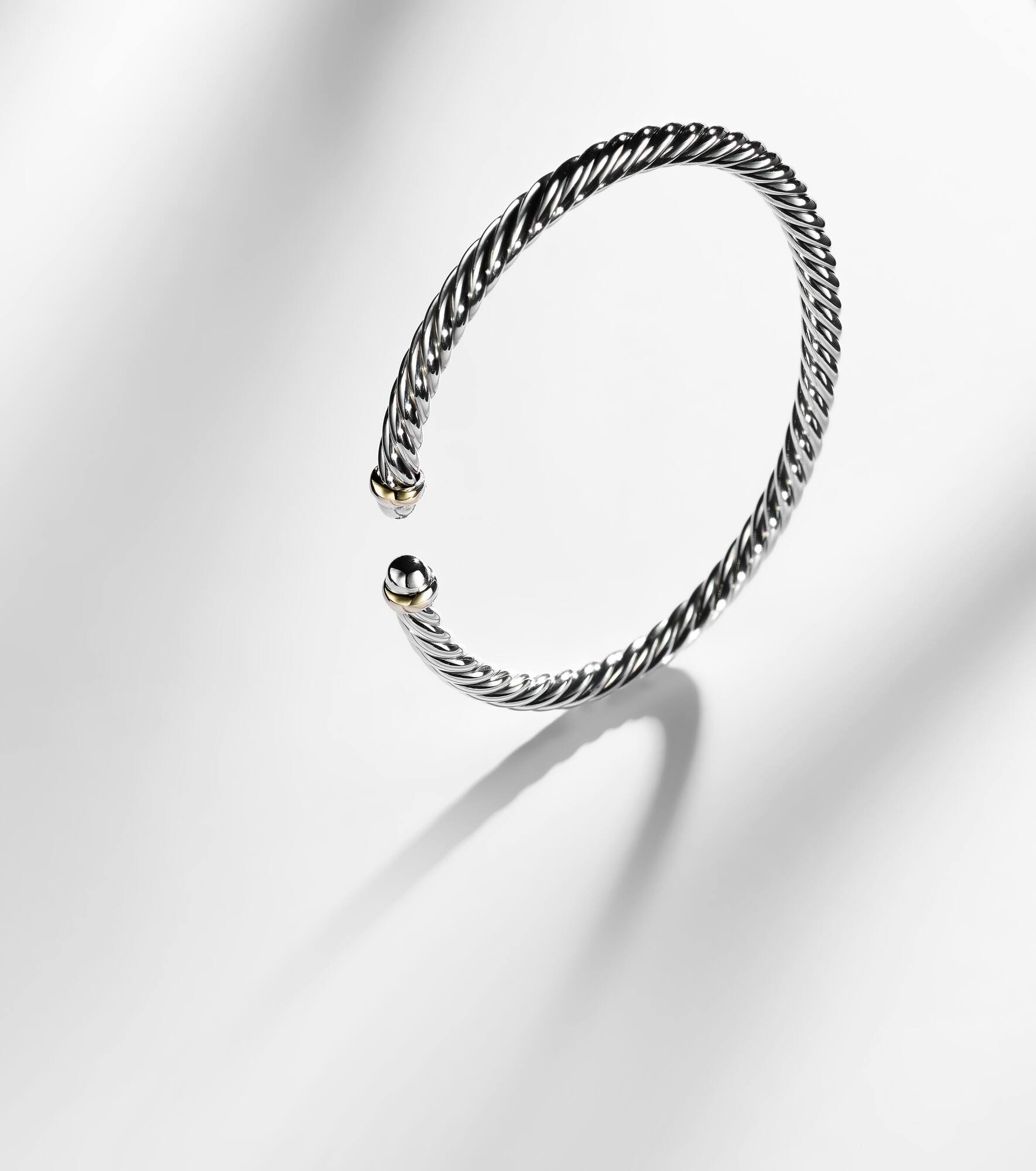 Cable Flex sterling silver and 14kt gold cuff bracelet - 5
