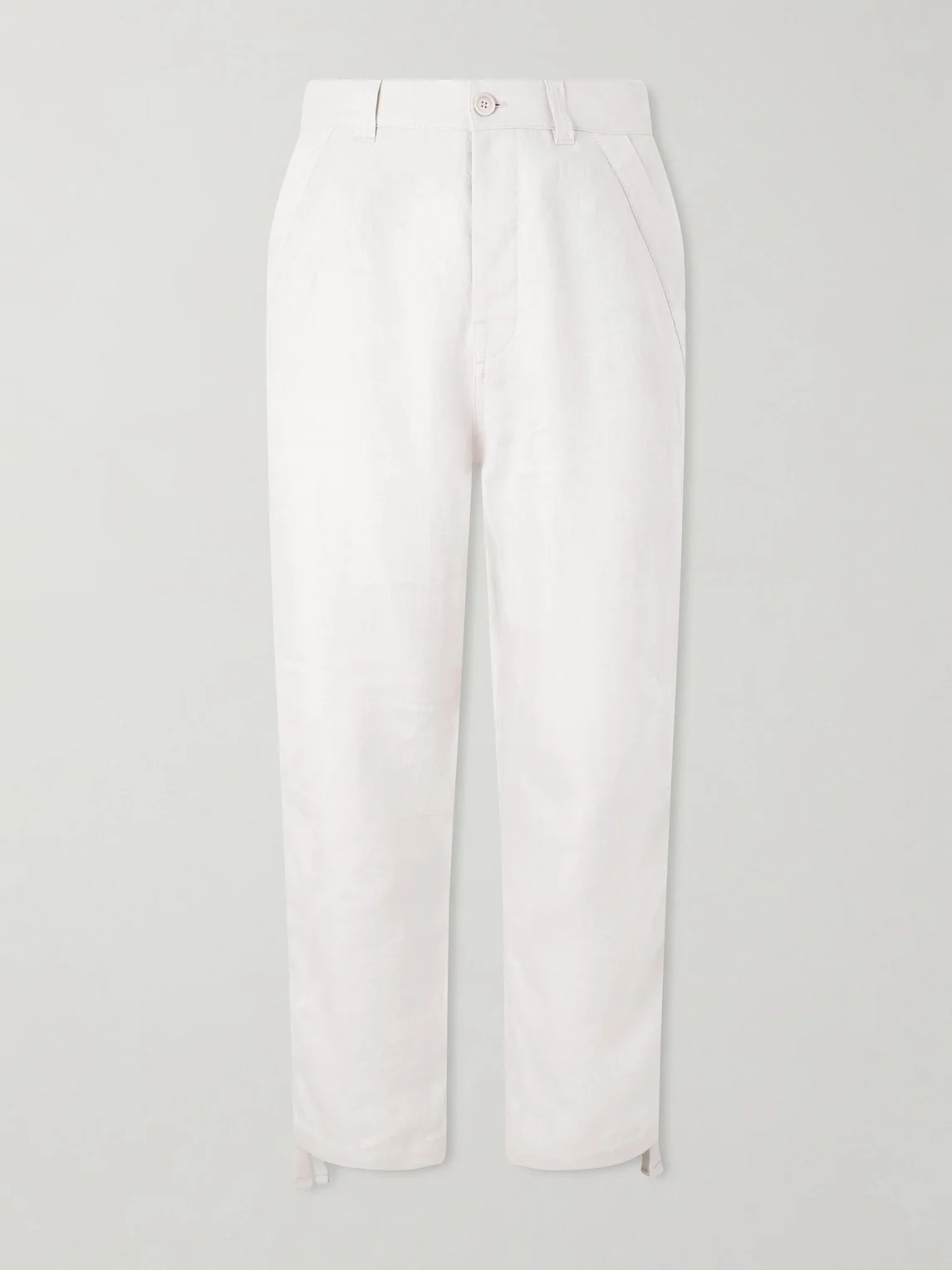 Straight-Leg Herringbone Linen Trousers - 1