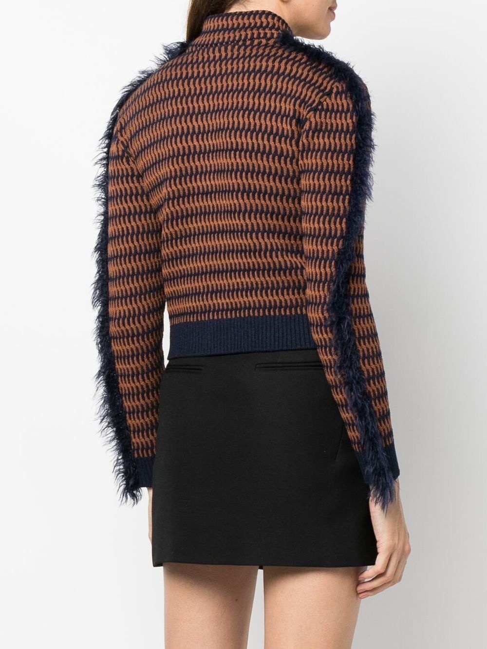 cropped patterned-jacquard jacket - 4
