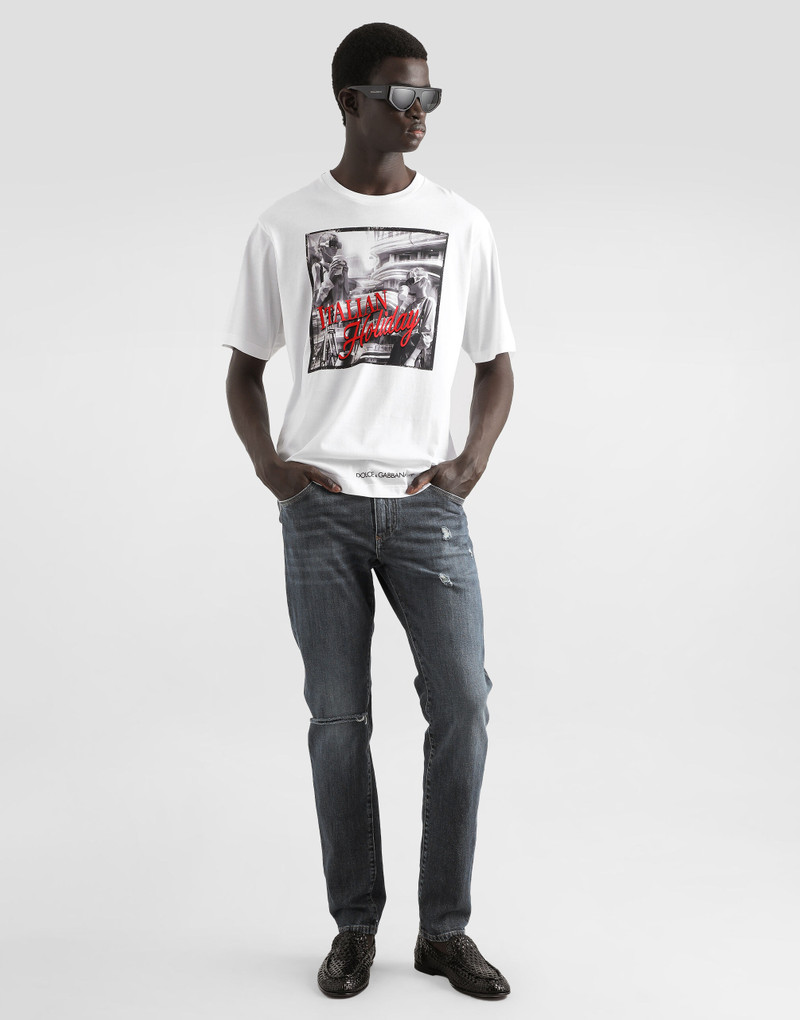 Dolce & Gabbana Cotton T-shirt with Italian Holiday print outlook