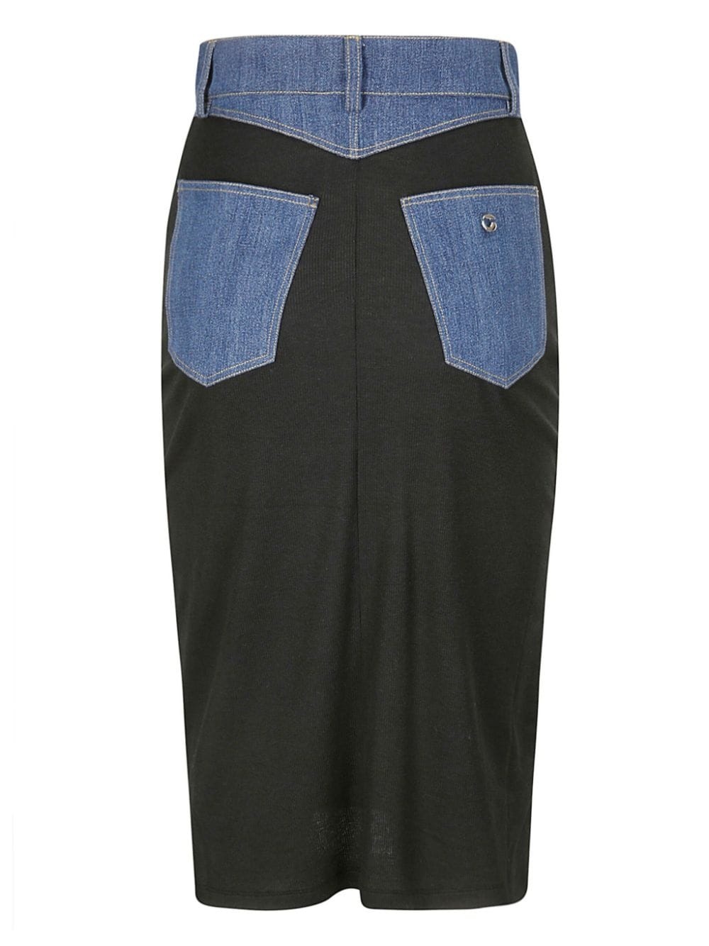 ribbed denim-trimmed skirt - 2