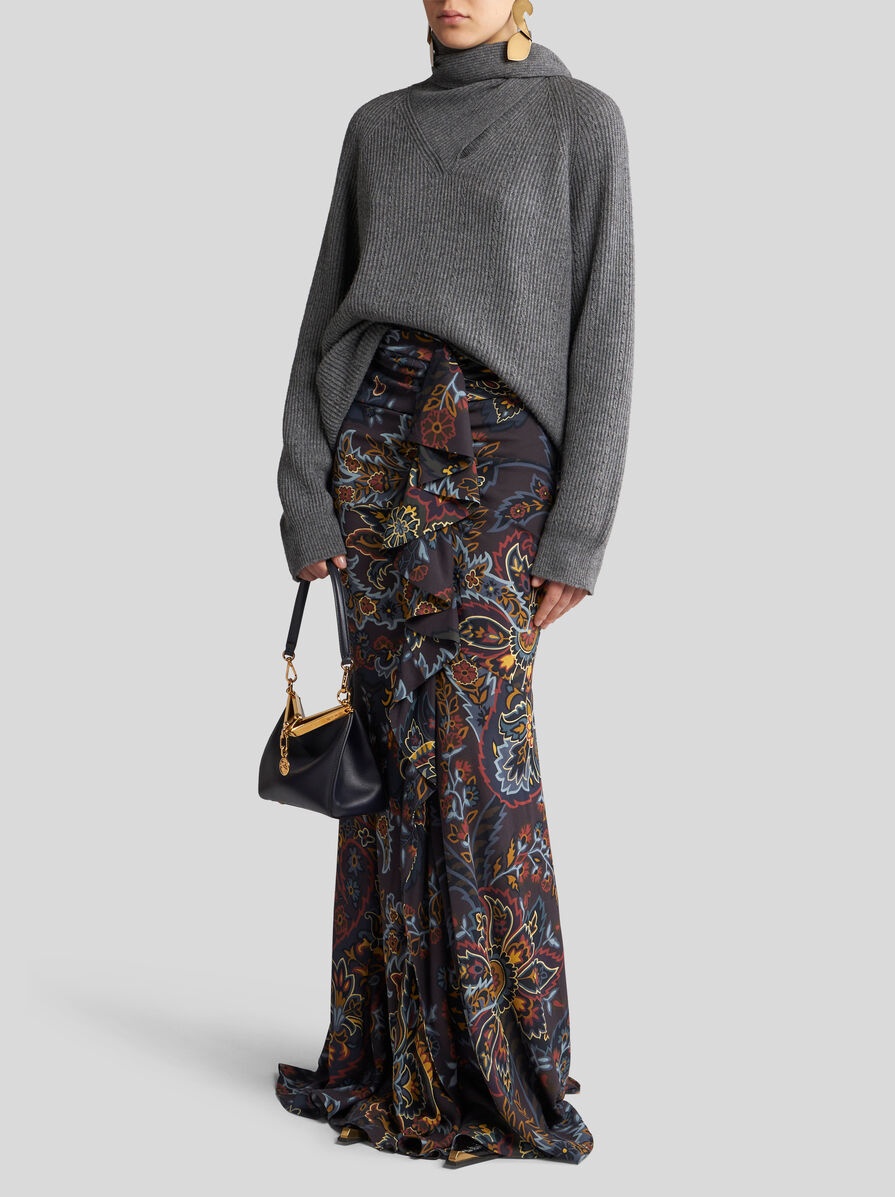 STRETCH SABLE PAISLEY SKIRT - 4