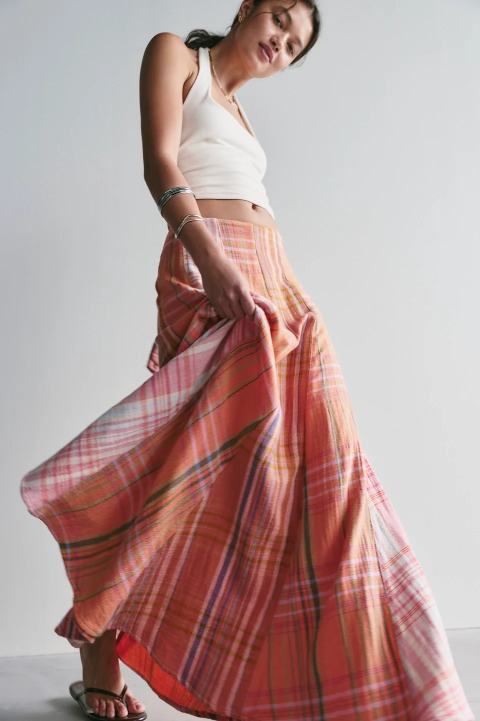 Maizie Summer Plaidwork Maxi Skirt - 1