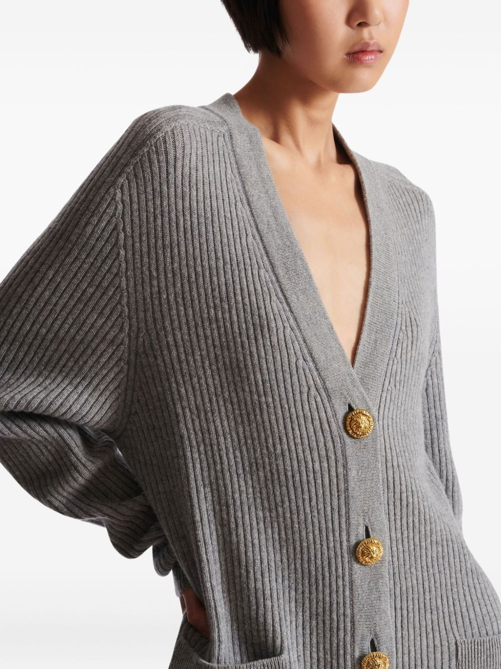 ribbed buttoned cardigan - 5