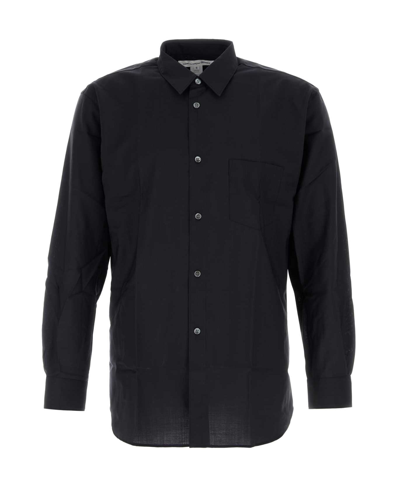 Navy Blue Wool Shirt - 1