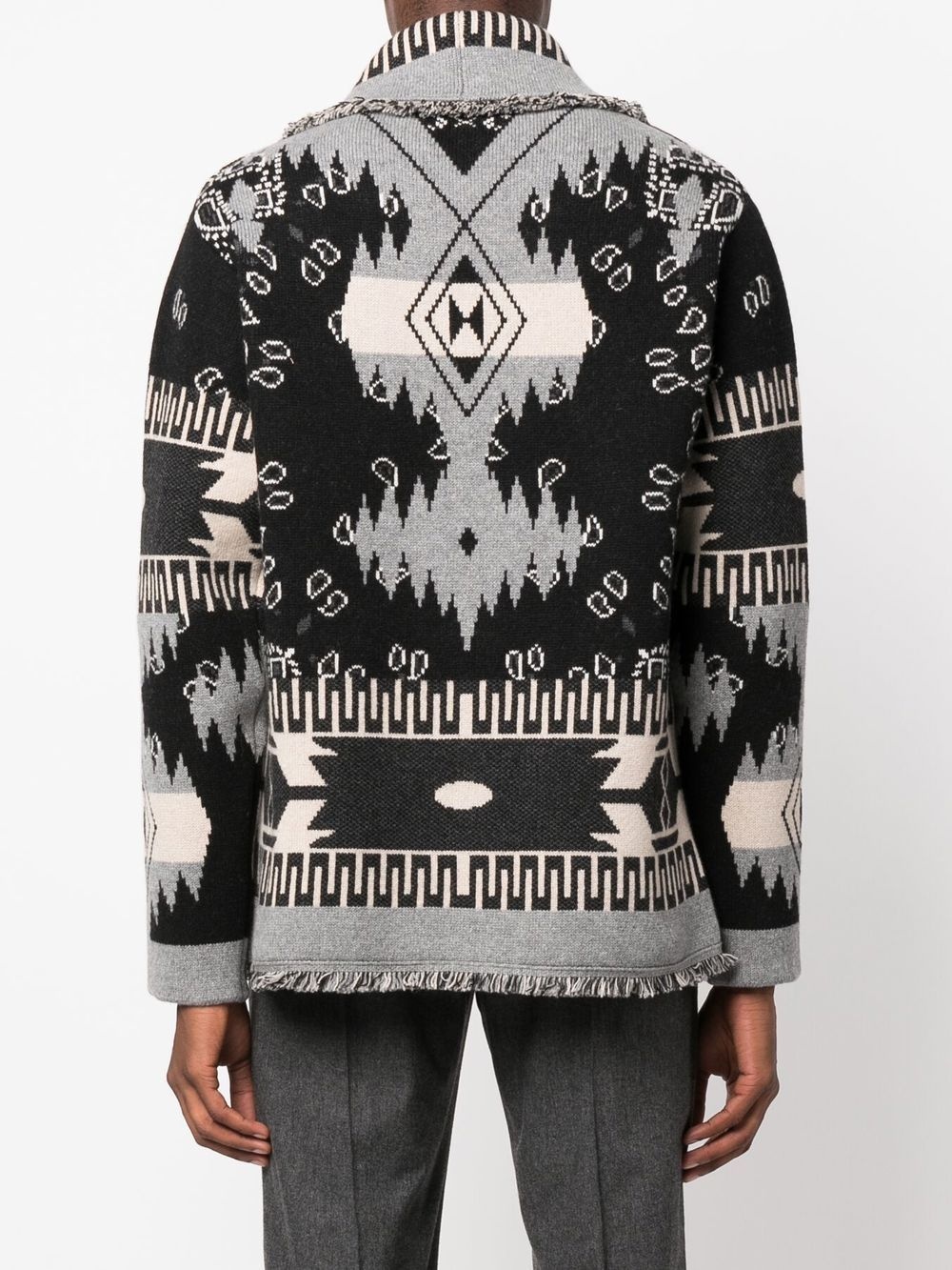 intarsia-knit button-fastening cardigan - 4
