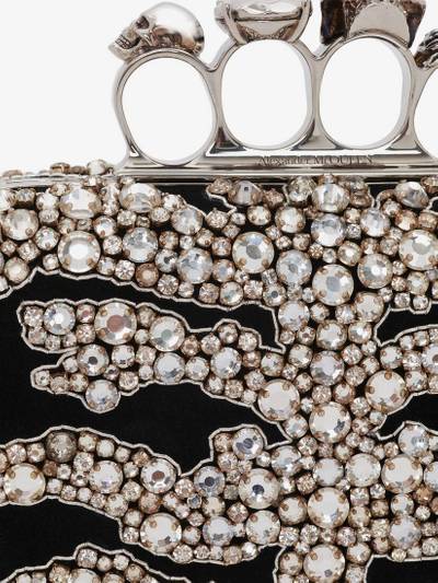 Alexander McQueen Women's Skull Four Ring Clutch in Black/silver outlook