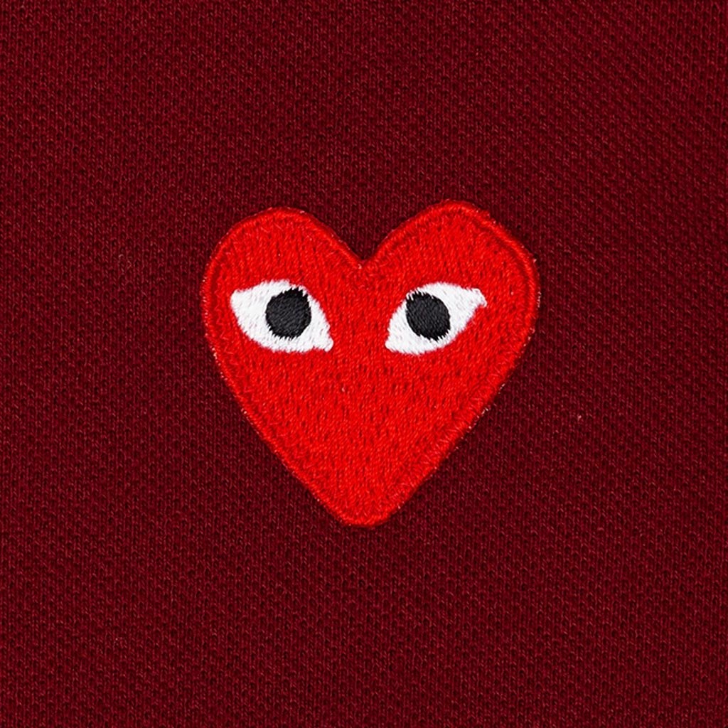 COMME DES GARCONS PLAY WOMEN'S RED HEART POLO SHIRT - BURGUNDY - 4