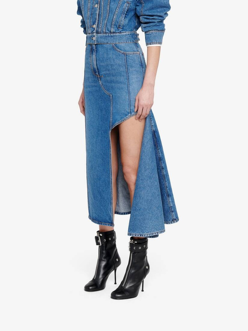 Women's Slashed Denim Pencil Skirt 에 돌 Washed 5