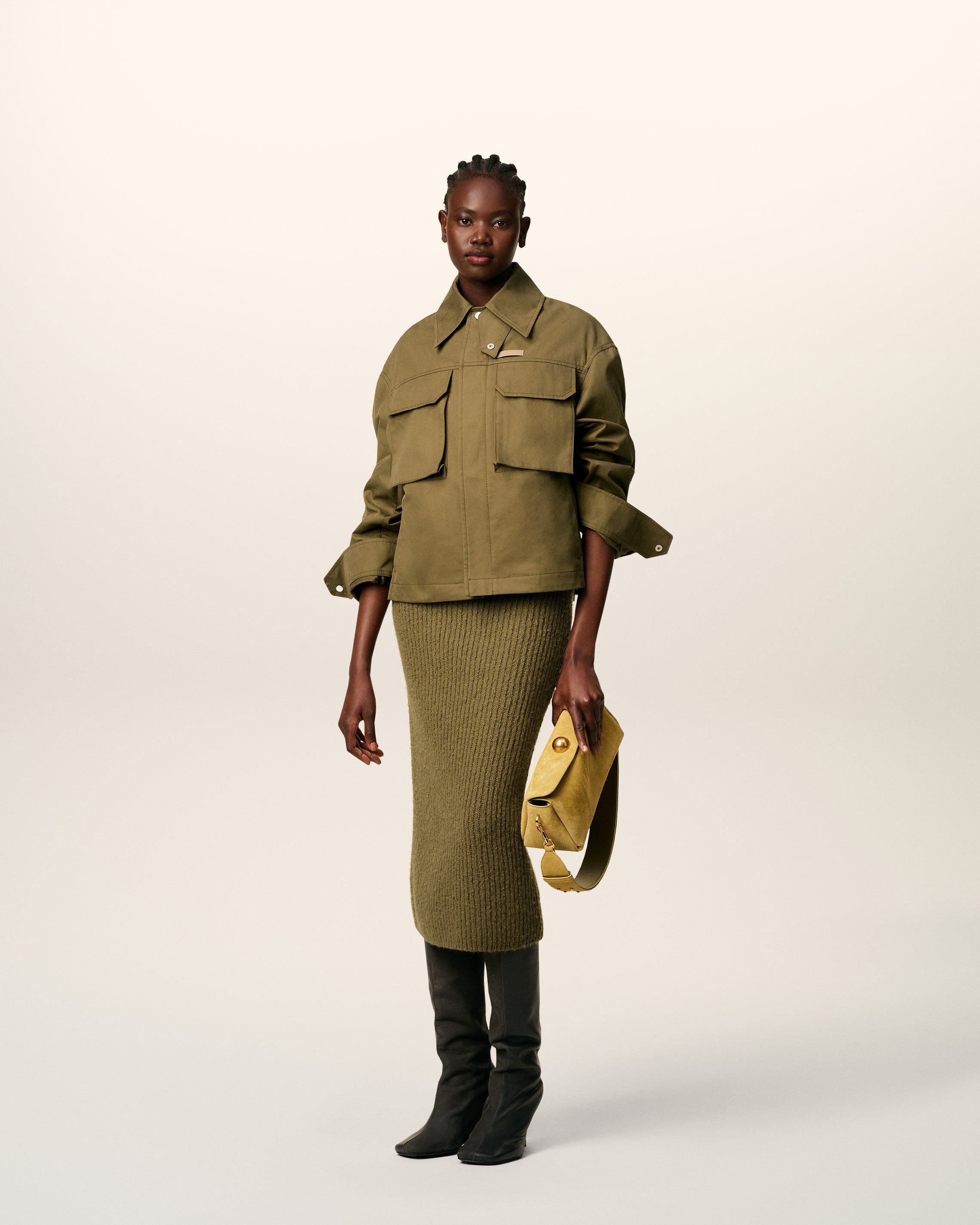 GREEN COTTON WORKER JACKET - 7