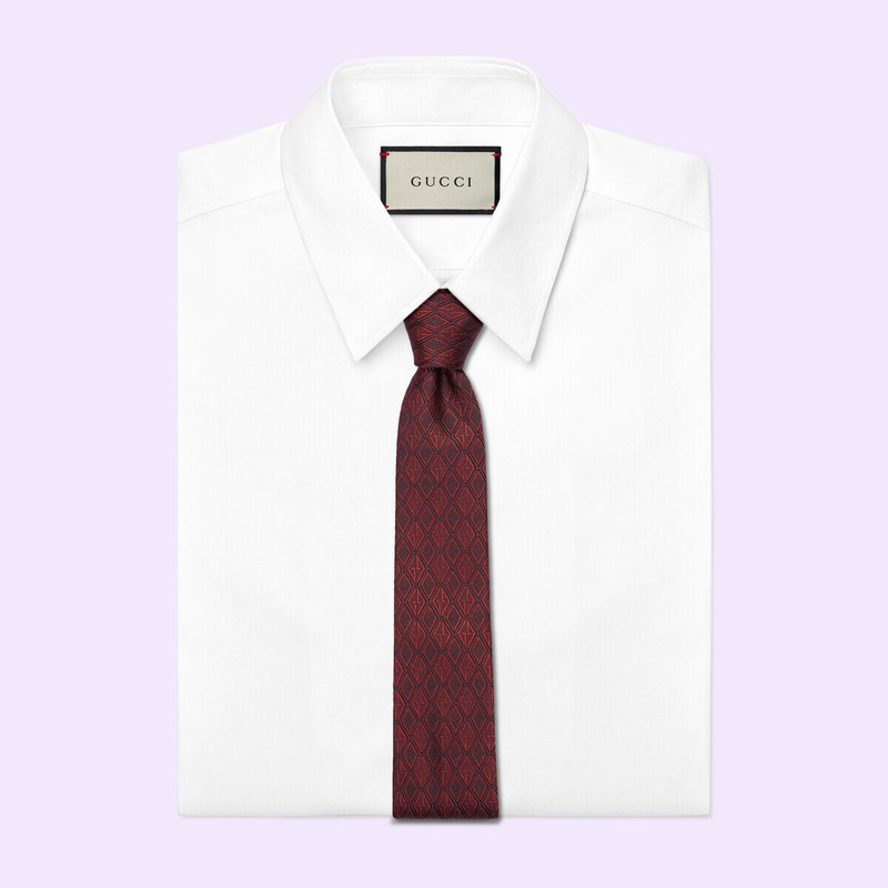 GUCCI Geometric G silk jacquard tie outlook