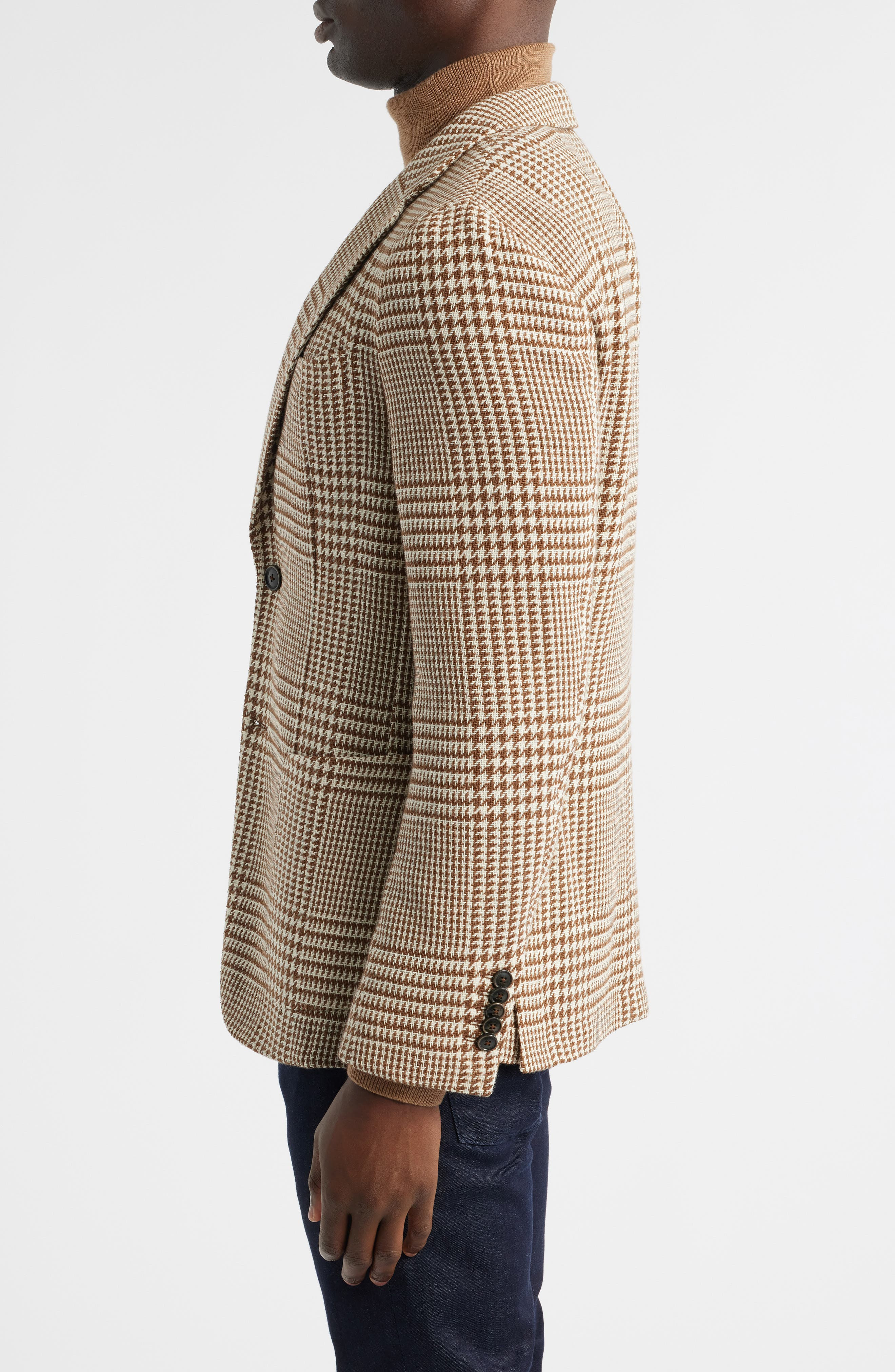 BOSS Heston Slim Fit Glen Plaid Wool Sport Coat in Med Brown at Nordstrom - 3