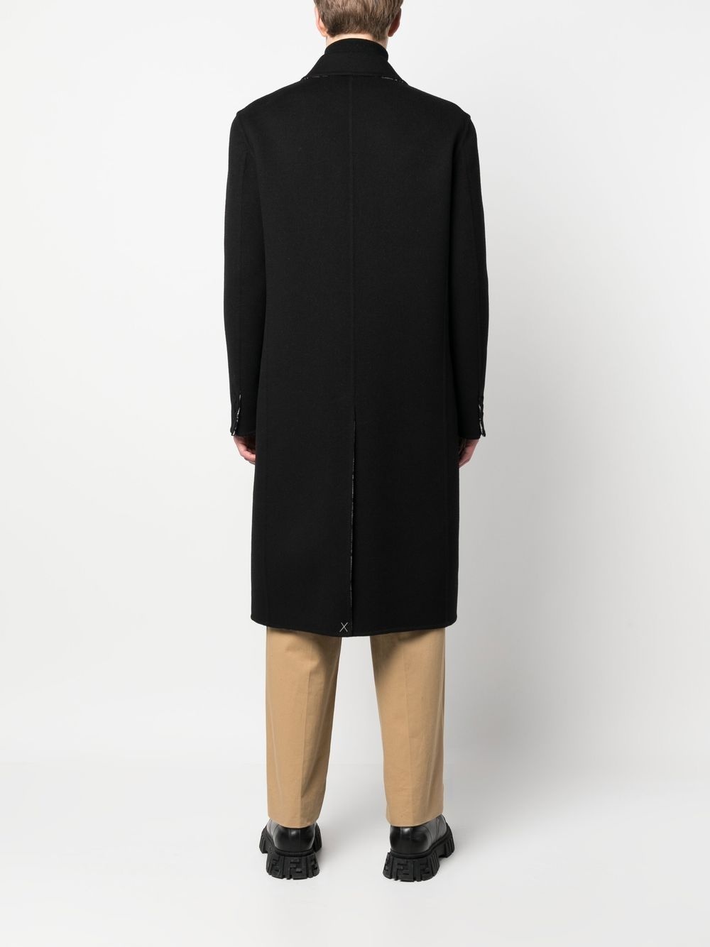 FF-print double-breasted reversible coat - 4