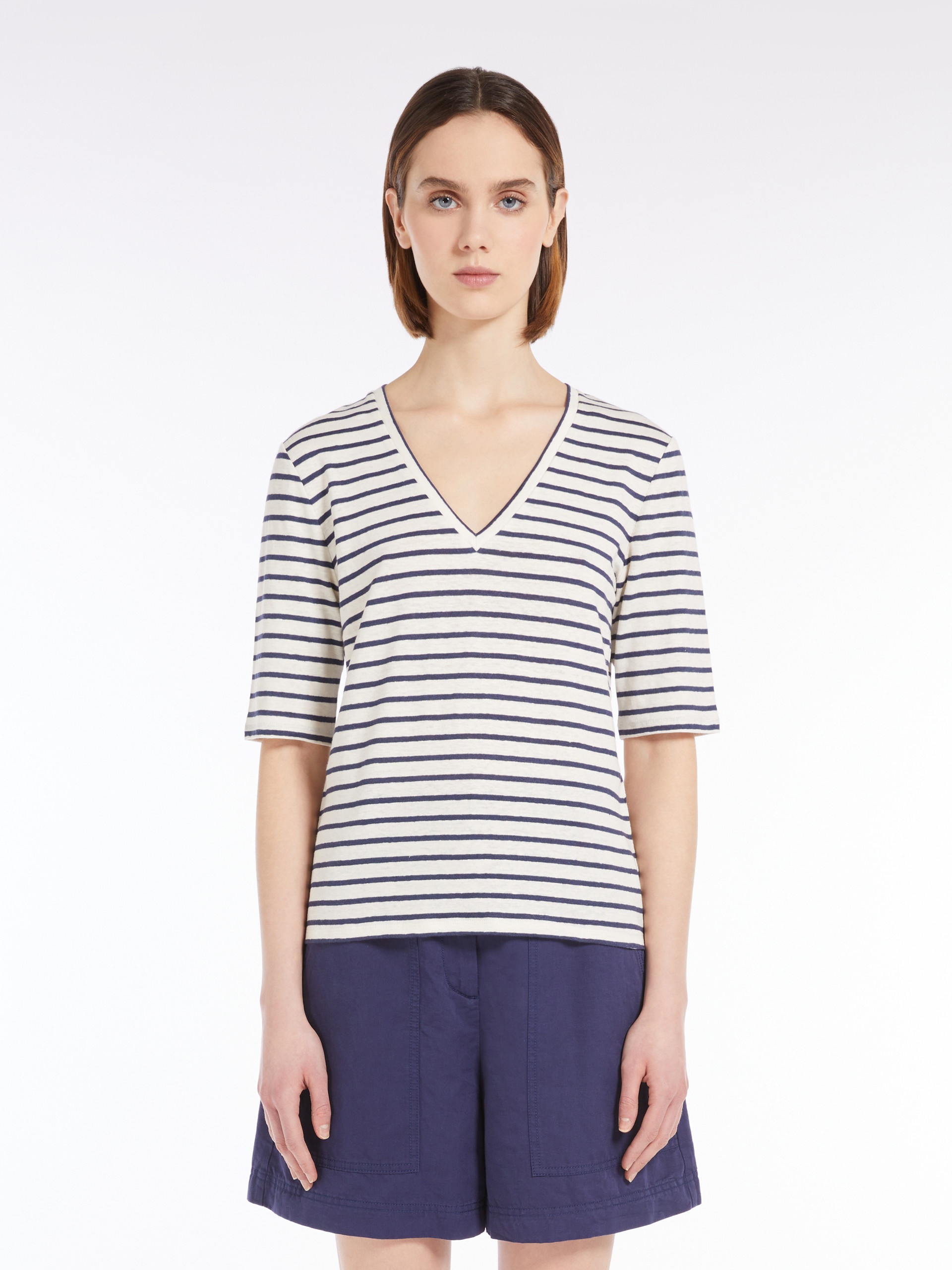 OPZIONE Stretch linen jersey T-shirt - 3