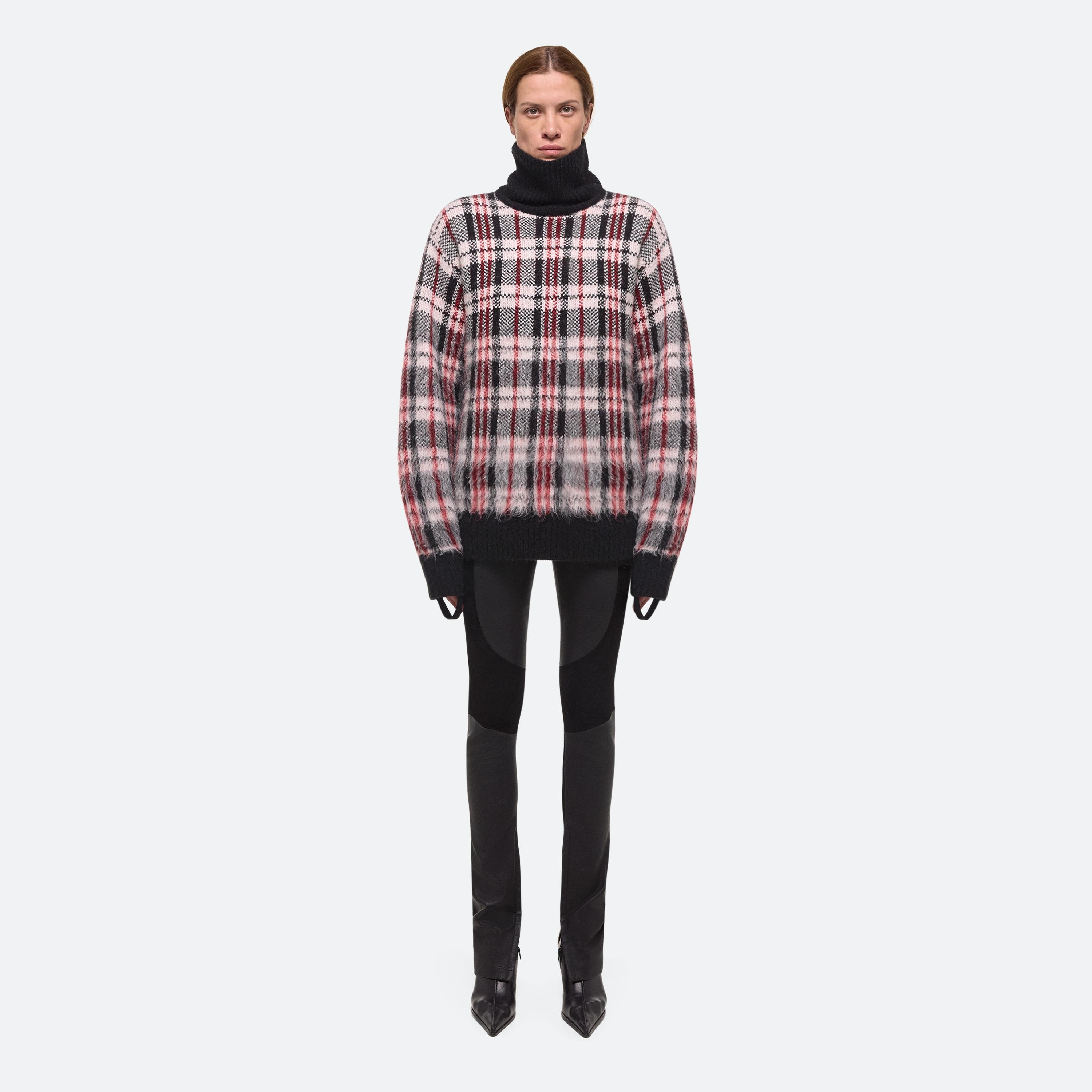 BRUSHED PLAID TURTLENECK SWEATER - 5