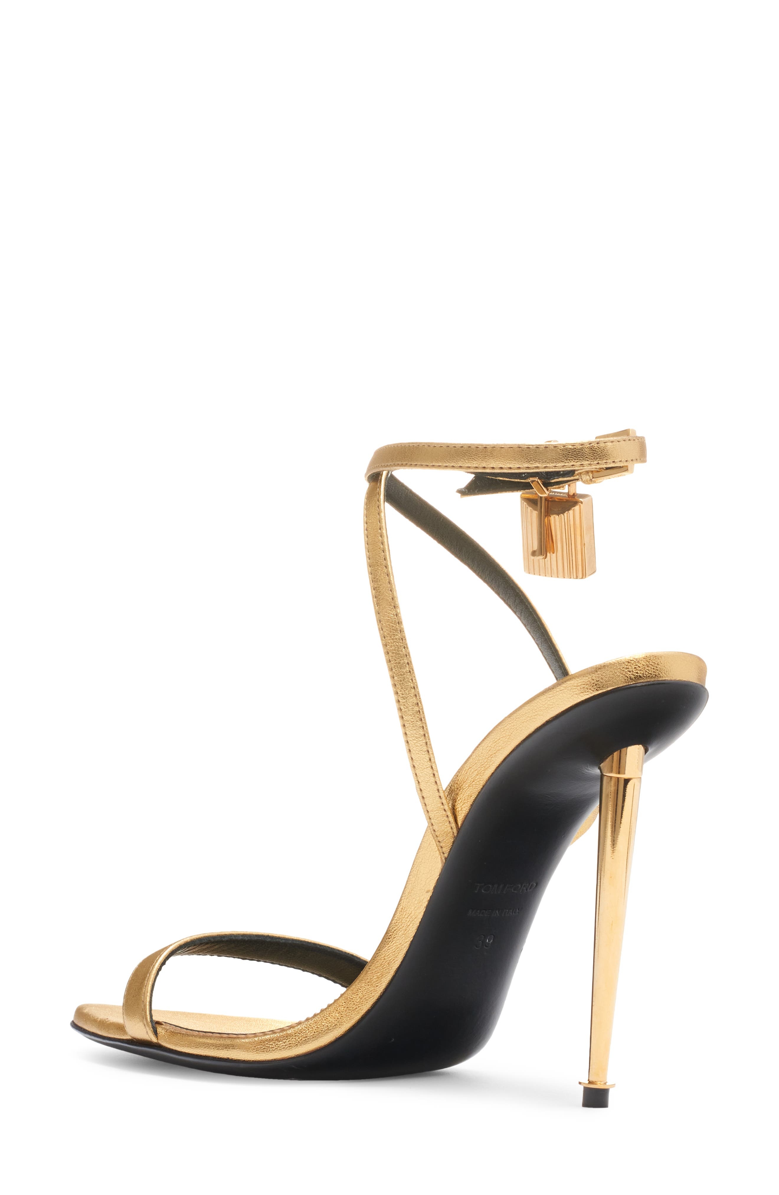 Padlock Naked Metallic Pointy Toe Sandal - 2