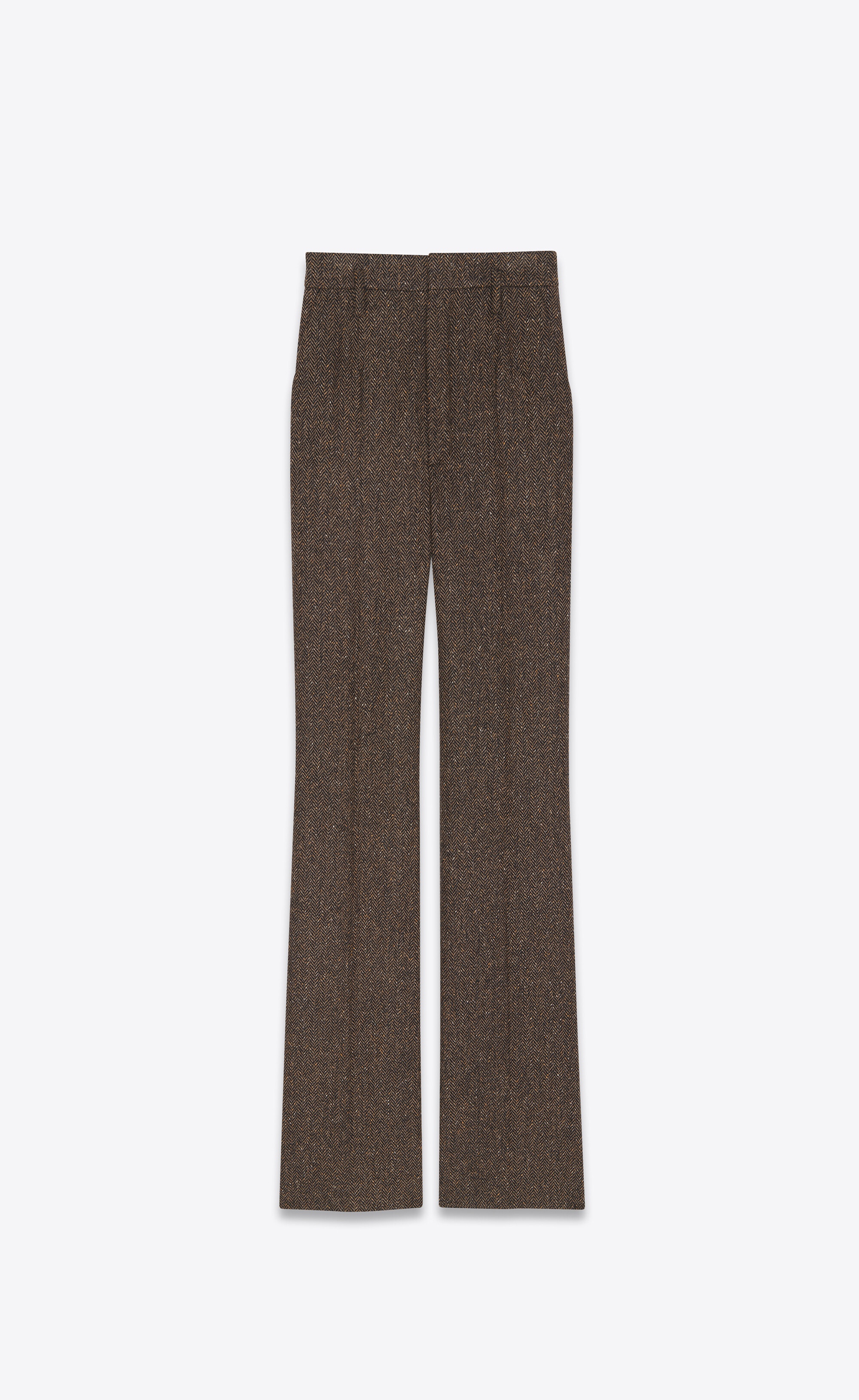 high-waisted pants in chevron tweed - 1