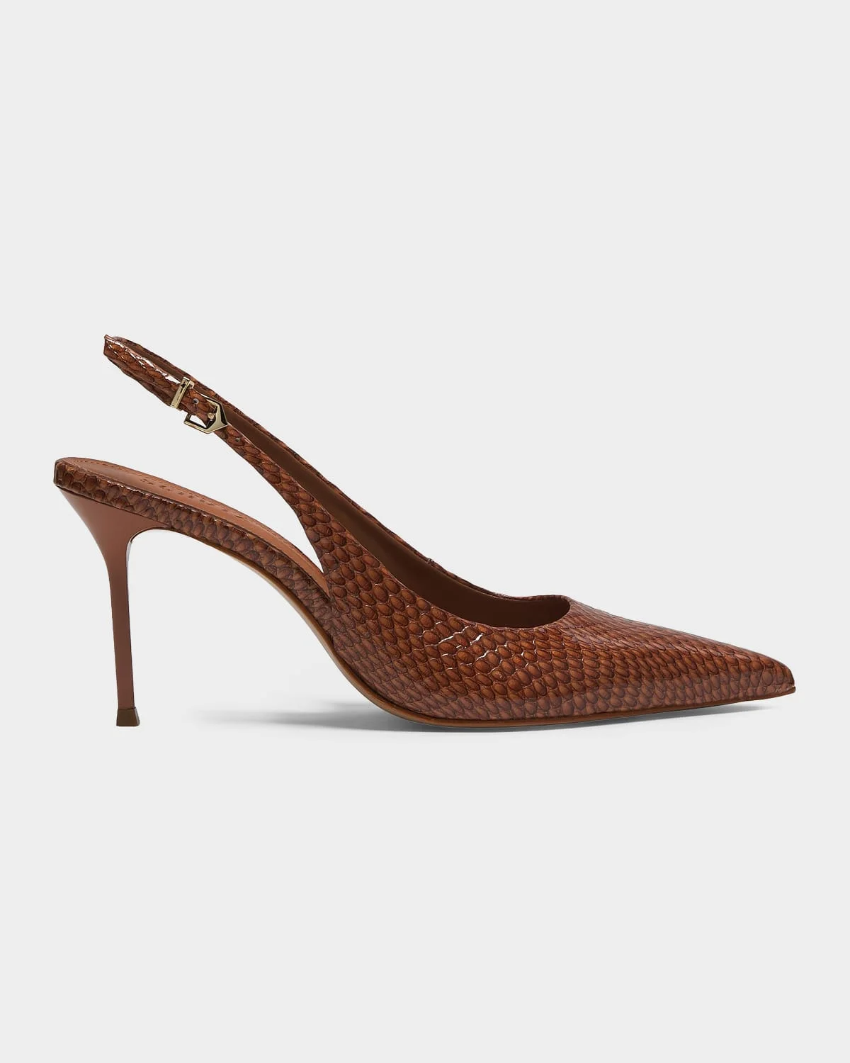 90mm Paola Snake-Embossed Leather Slingback Pumps - 1