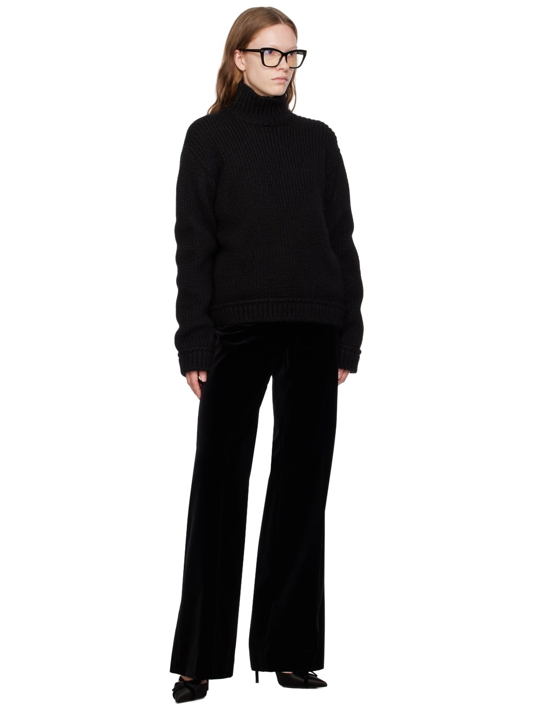 Black Wide-Leg Trousers - 4