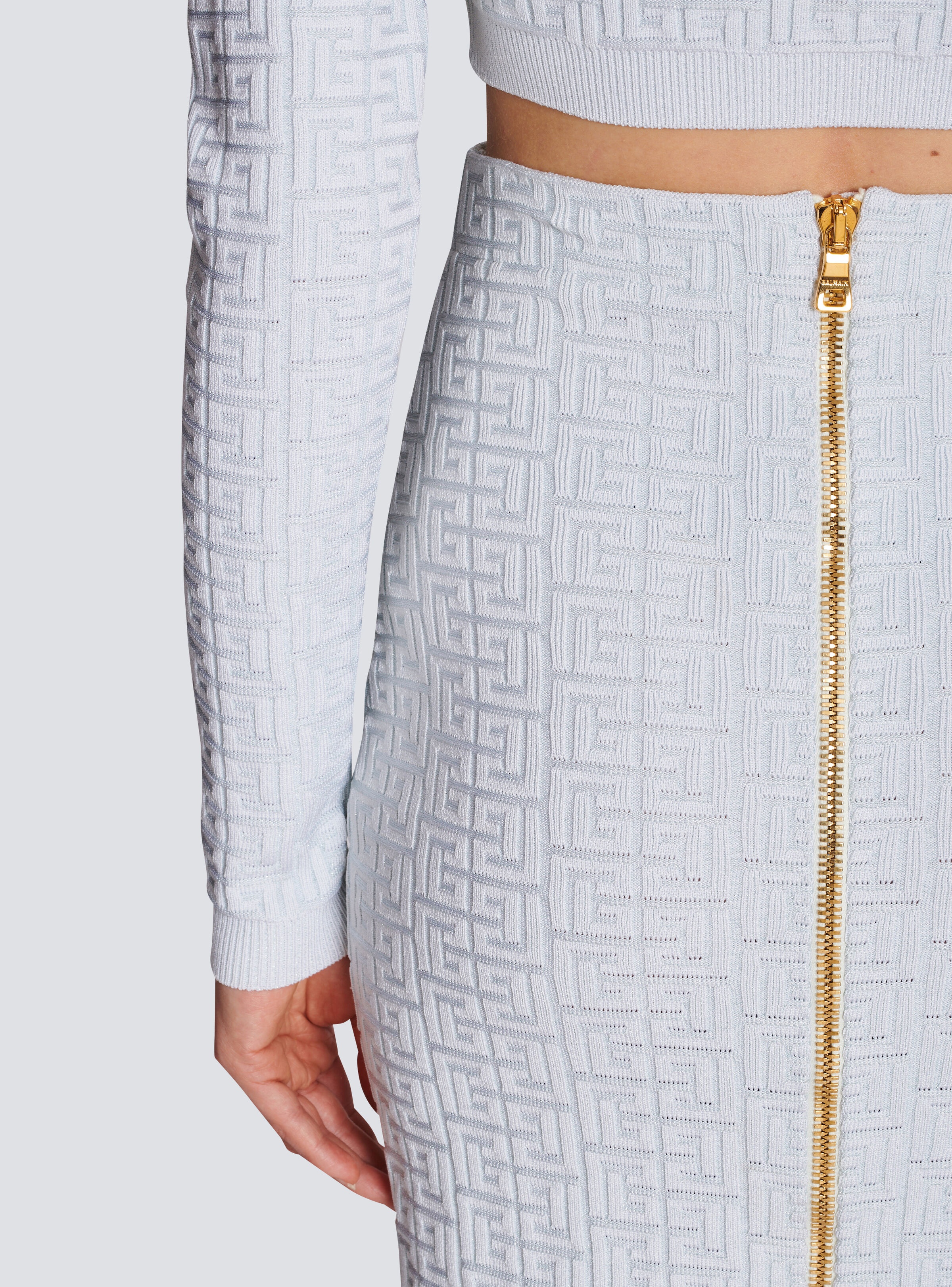 Knit midi skirt with Balmain monogram - 9
