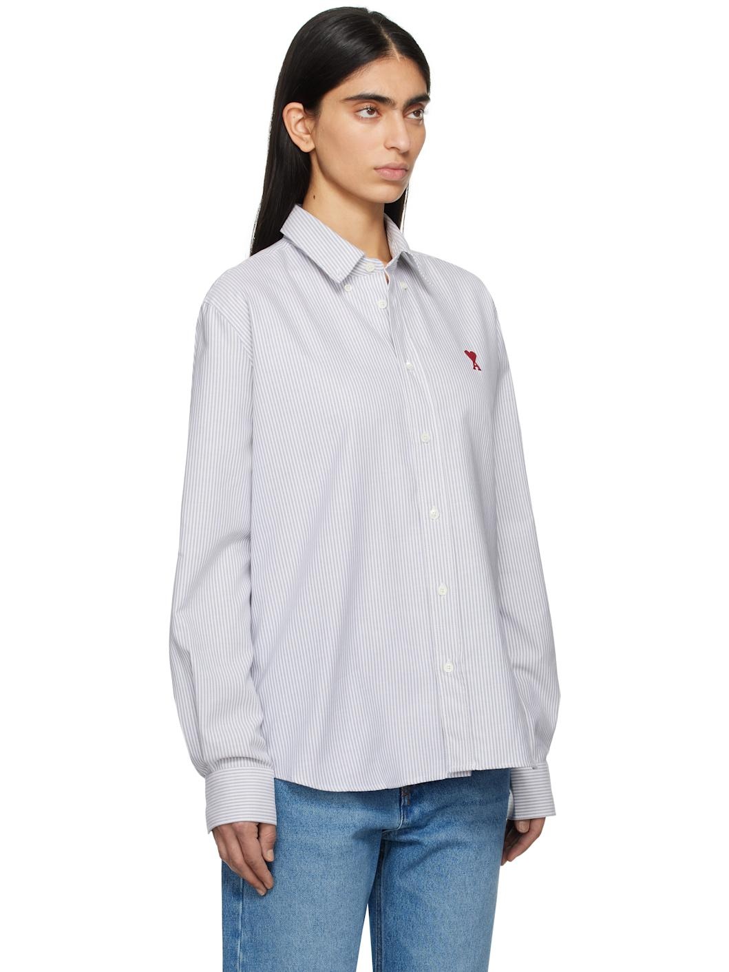 Blue & White Cotton Button-Down Ami de Coeur Shirt - 2