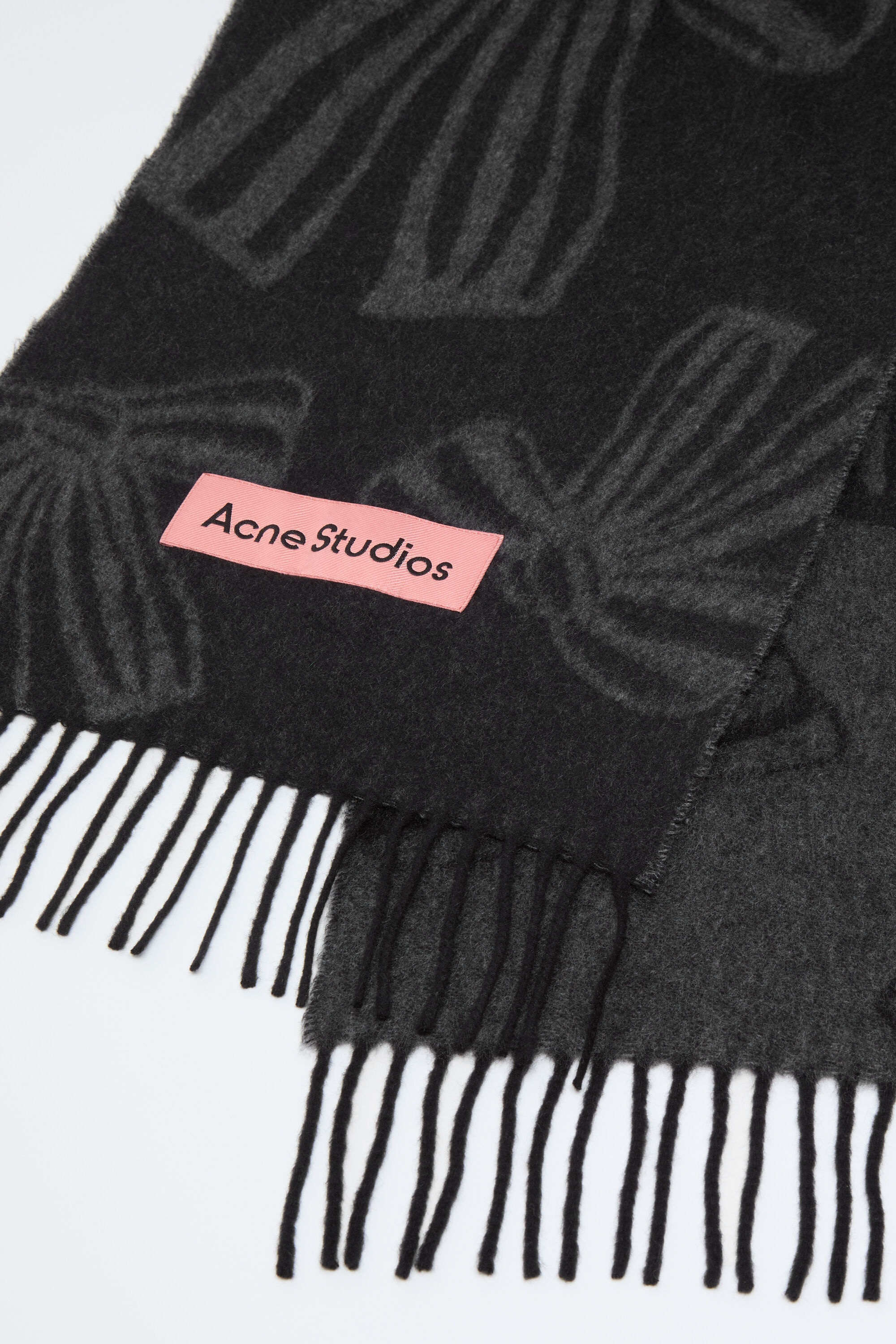 Cashmere jacquard scarf - Black/grey - 4