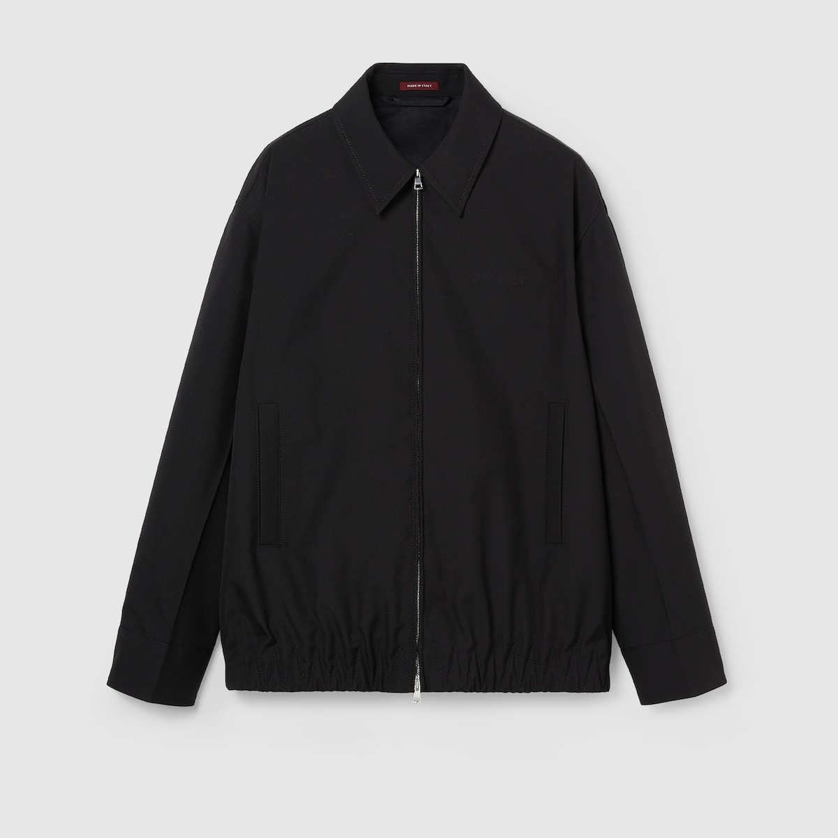 Embossed wool twill zip jacket - 1