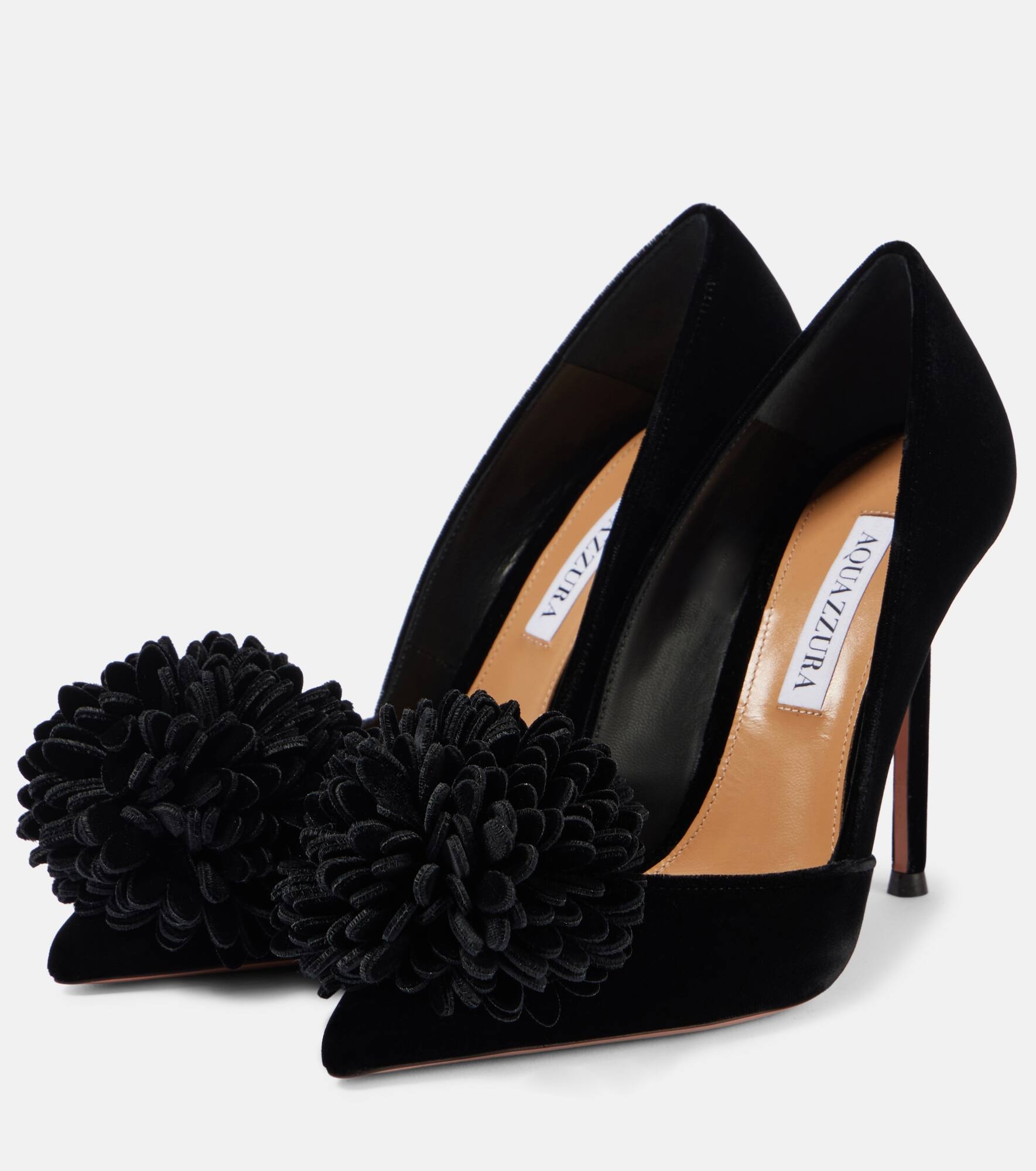 Couturier 105 floral-appliqué velvet pumps - 4