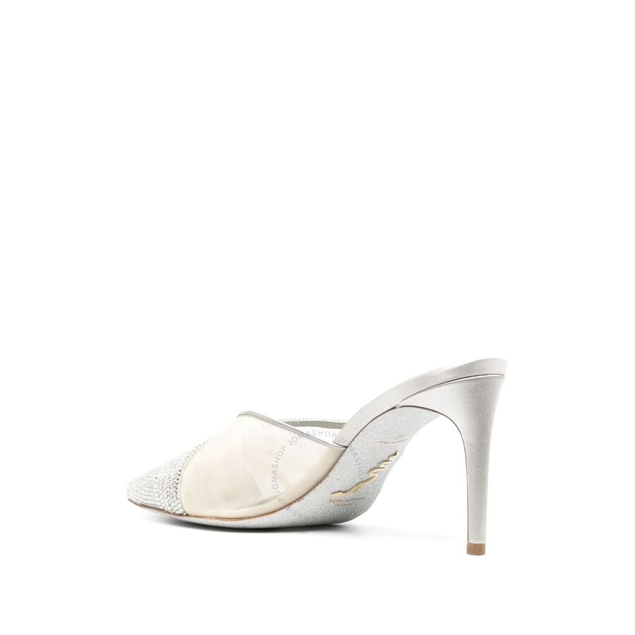 Rene Caovilla Emily Rhinestone Mesh Pointed-Toe Mules - 3