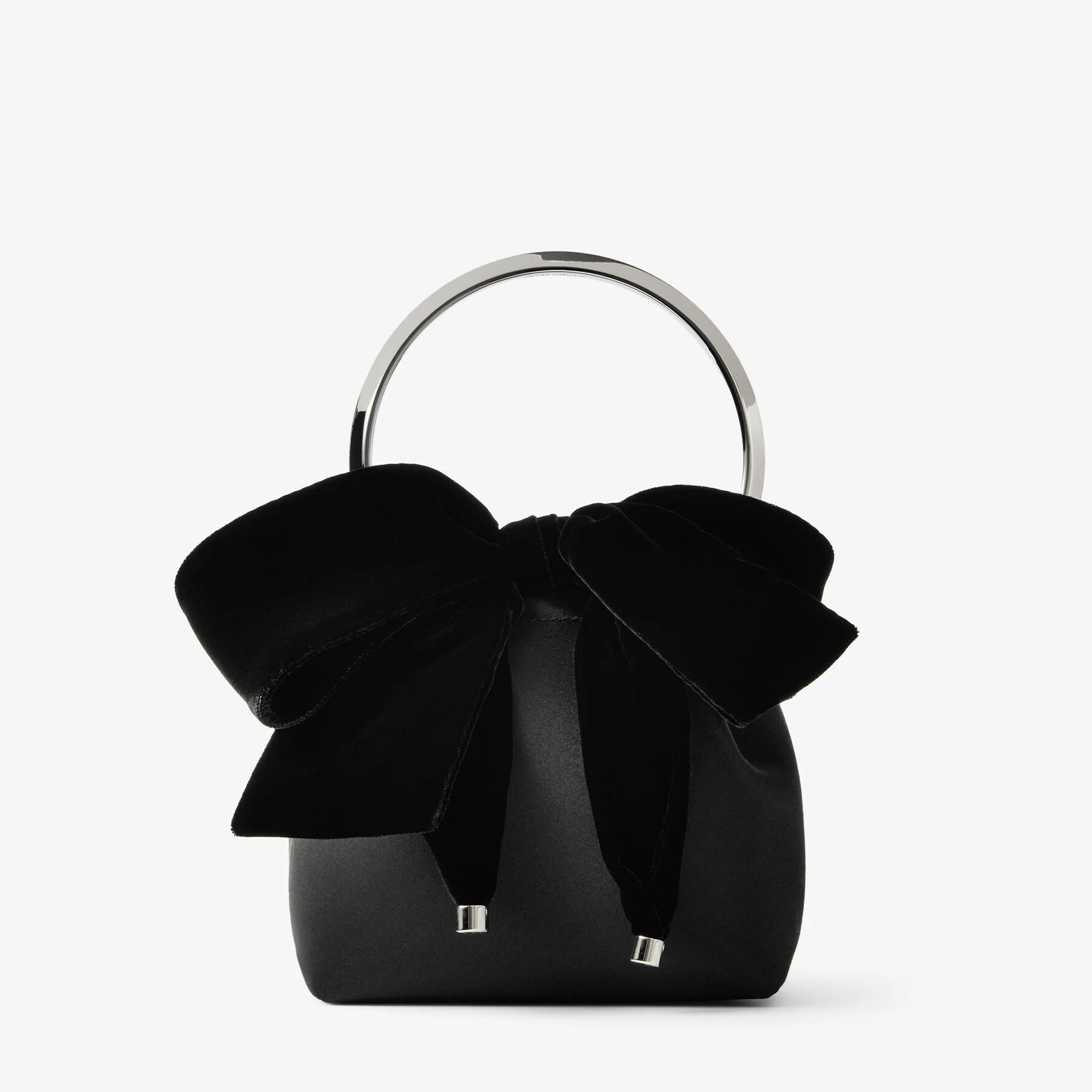 Bon Bon
Black Satin Bucket Bag with Velvet Bow - 1