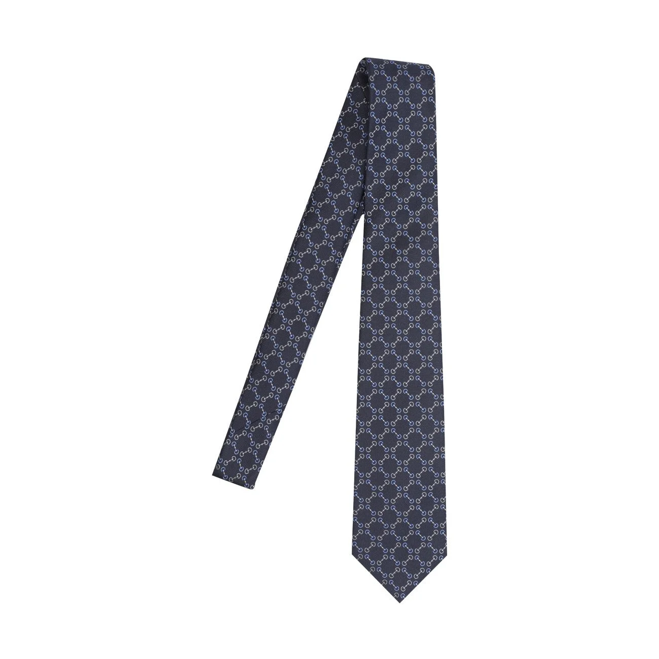 Gucci Men Jacquard Silk Tie With Clamp - 1