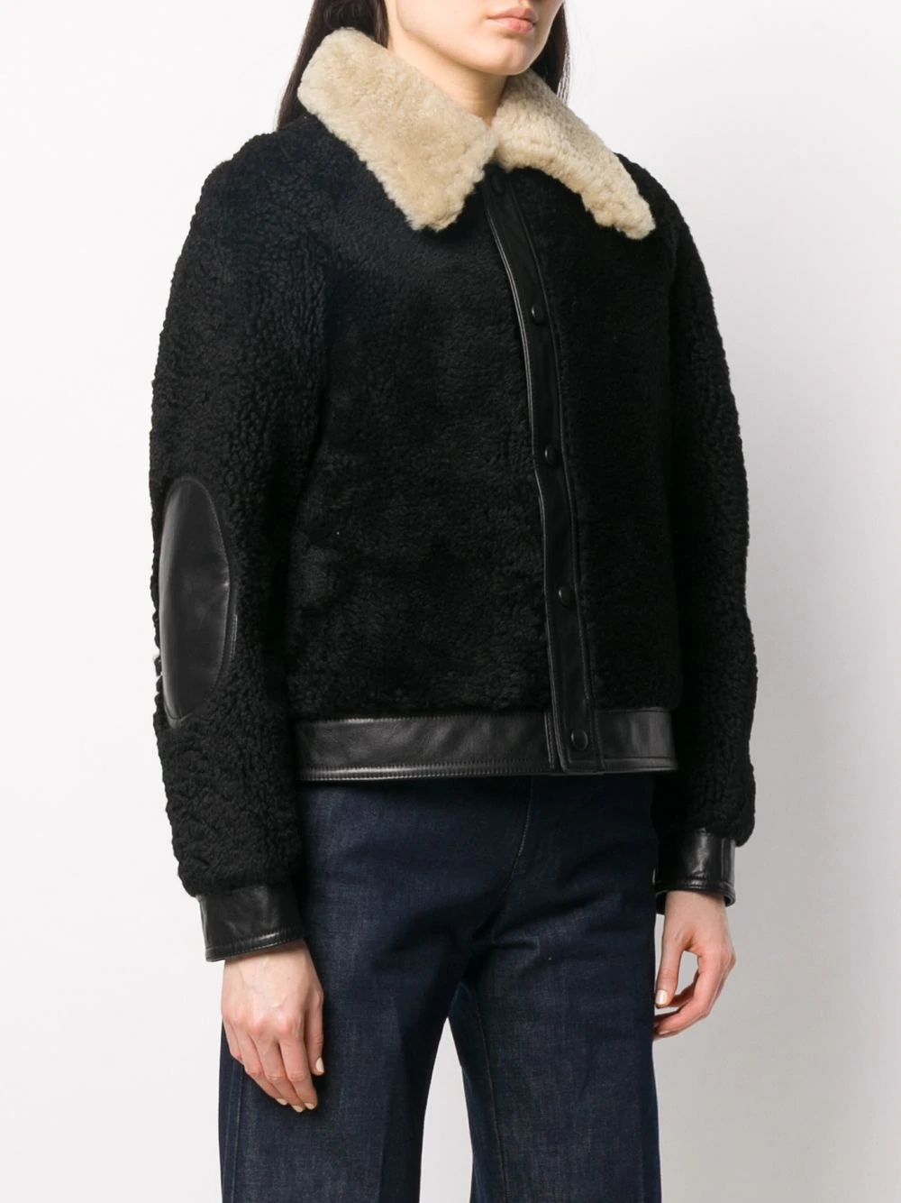 contrast collar shearling jacket - 3