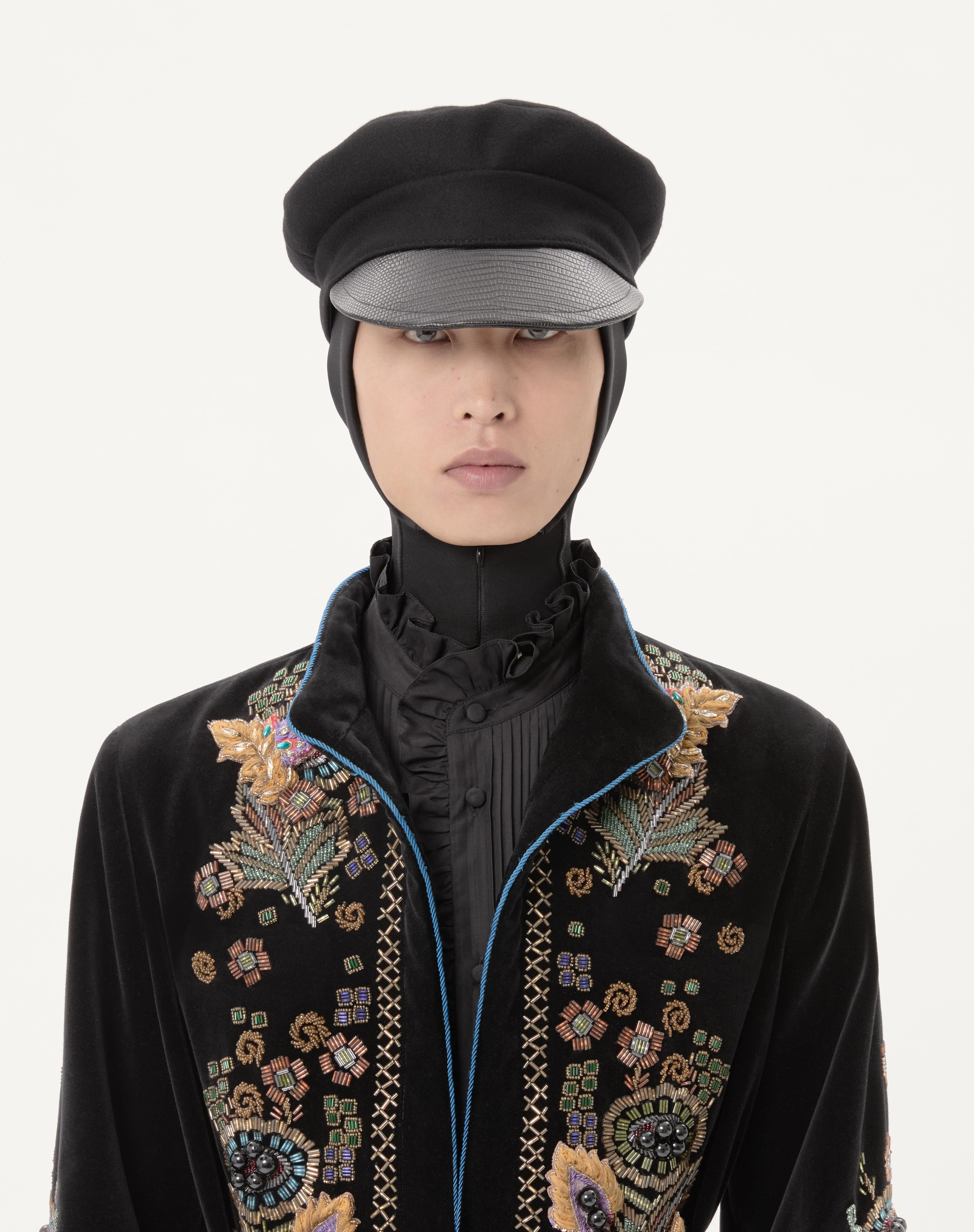 VALENTINO EMBROIDERED COTTON VELVET JACKET WITH BELT - 4