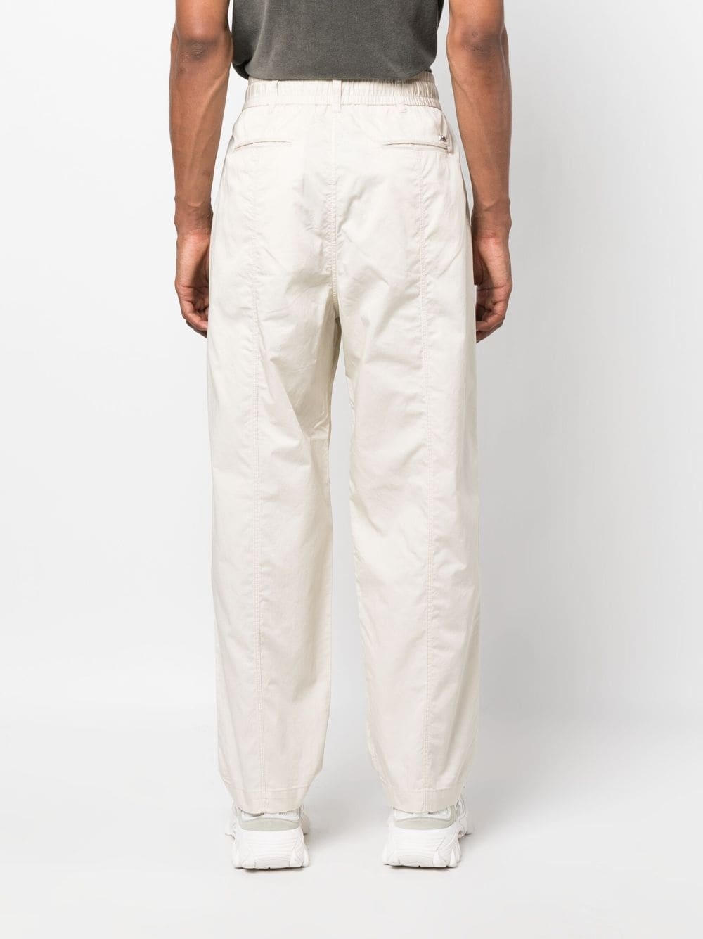 panelled drawstring cotton track pants - 4