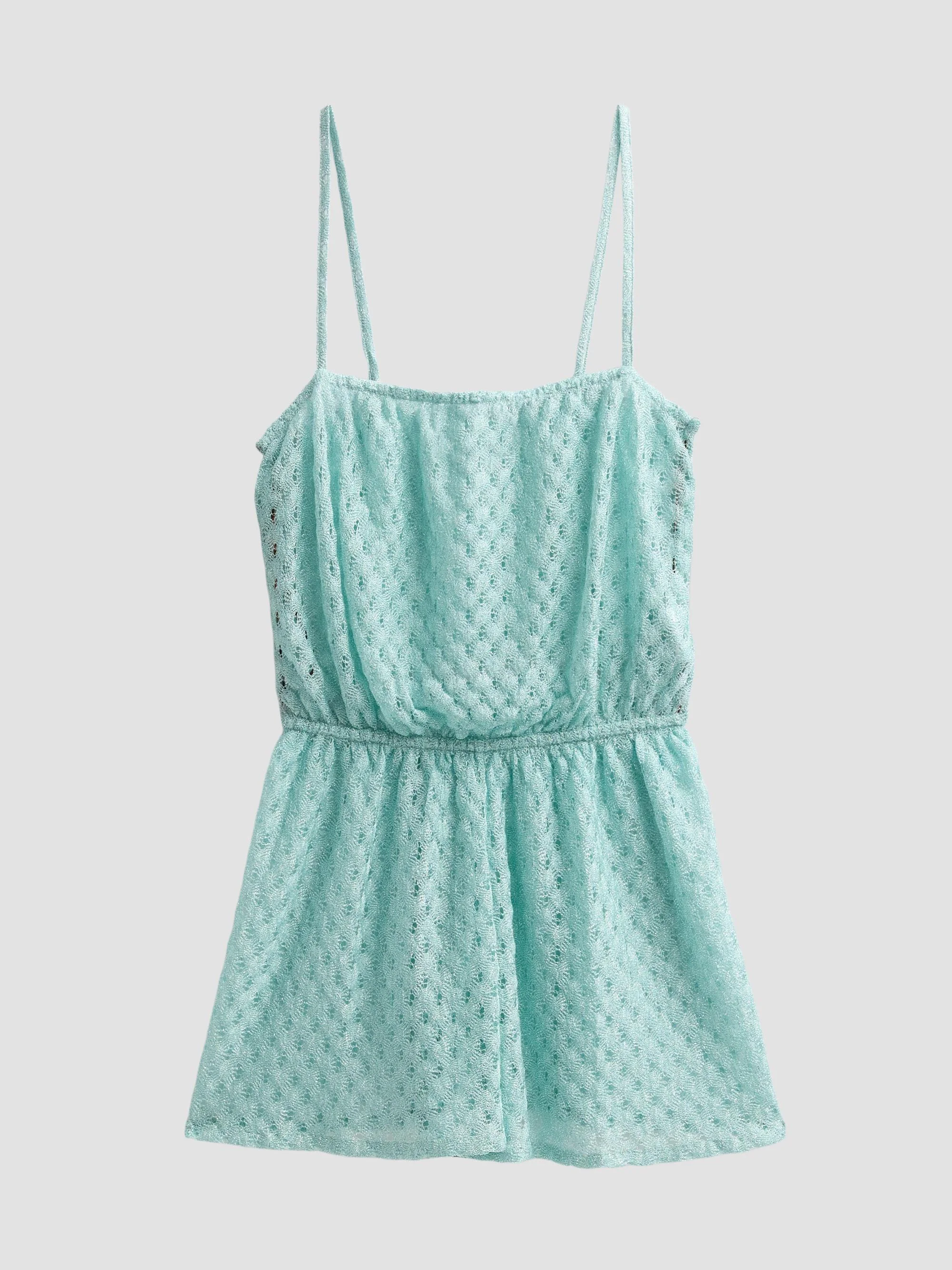 Women's Pearl Knit Cover-Up Romper - Aquamarine - 1