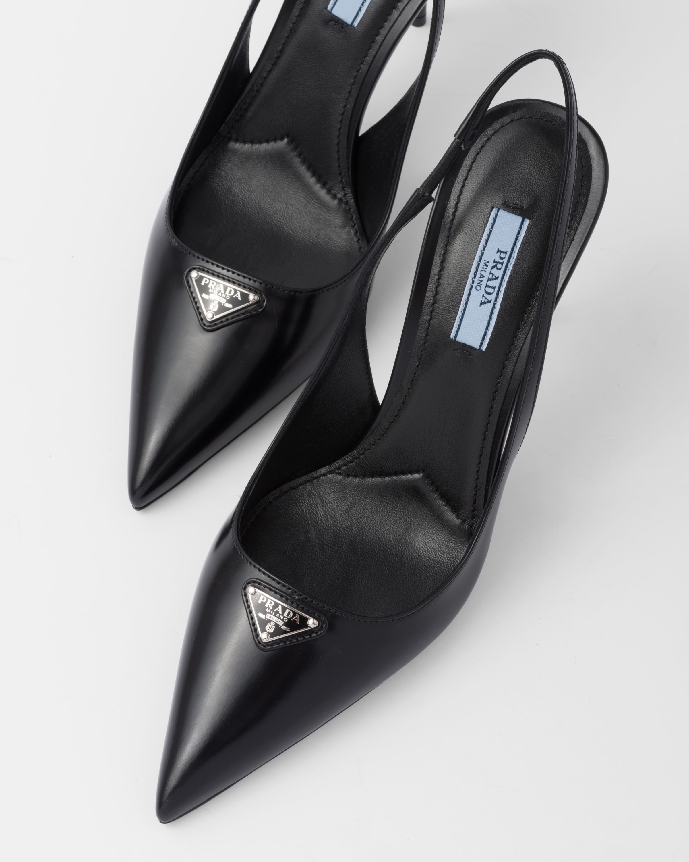 Brushed leather slingback pumps - 6