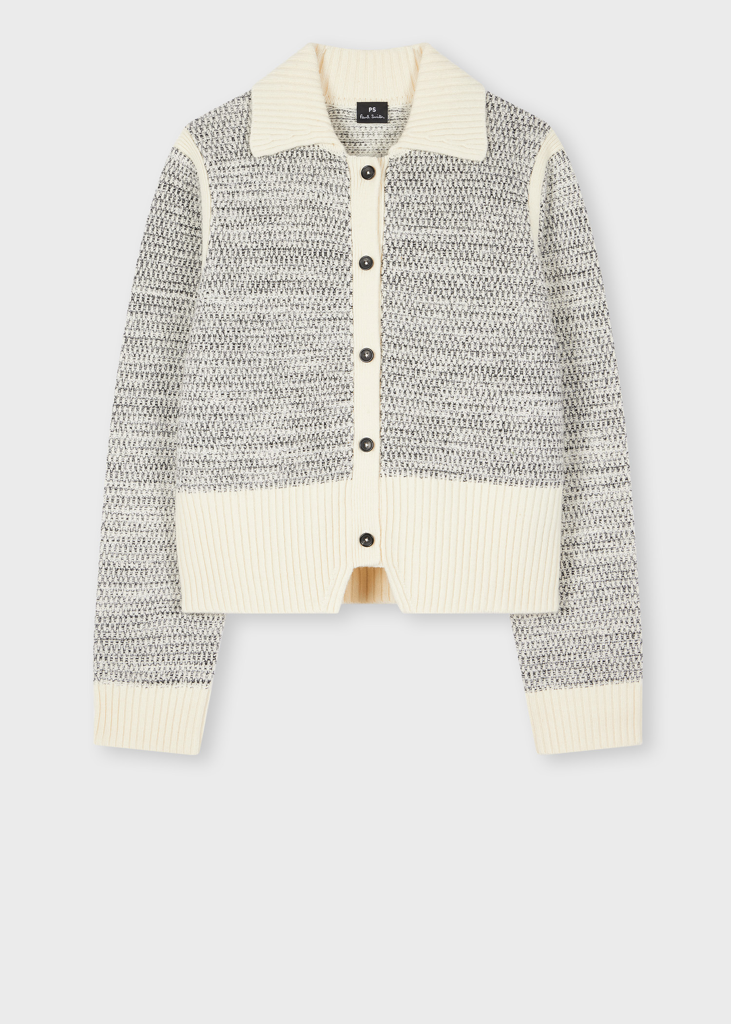 Women's Cream Collared Knitted Jacket - 1
