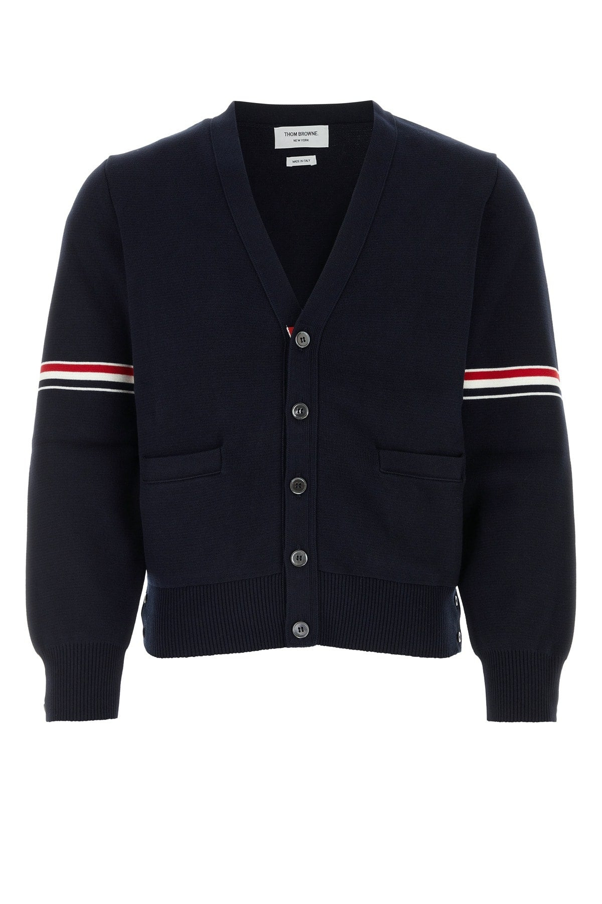 Thom Browne Men Milano Stitch V-Neck Cardigan W Rwb Str - 1
