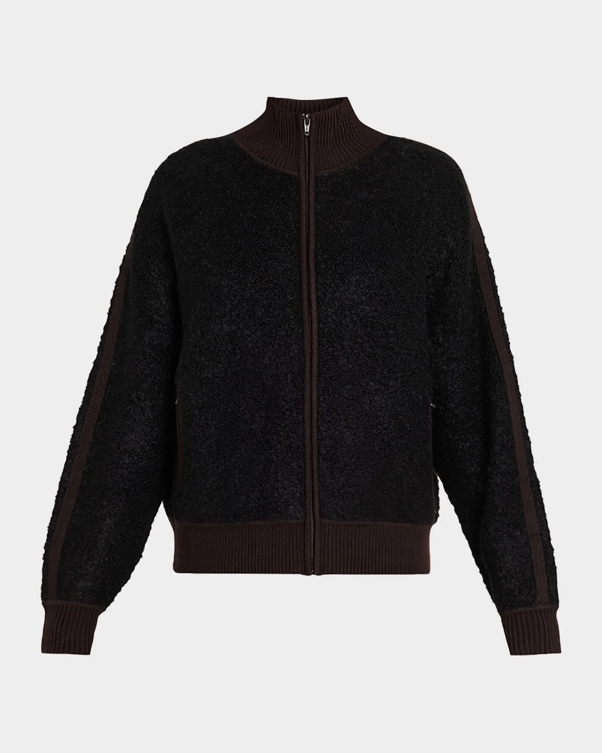 Zip-Up Bouclé Track Jacket - 1