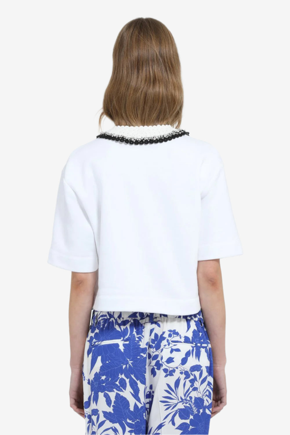 CROP POLO WITH EMBROIDERED COLLAR - 2