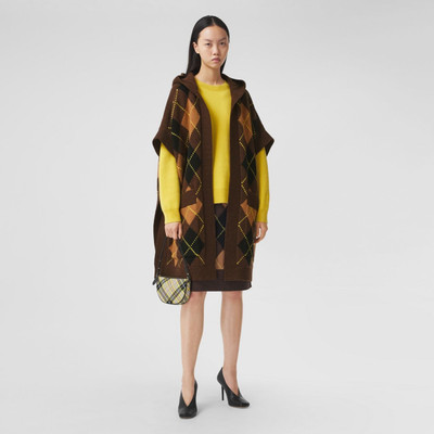 Burberry Argyle Intarsia Wool Cashmere Hooded Cape outlook