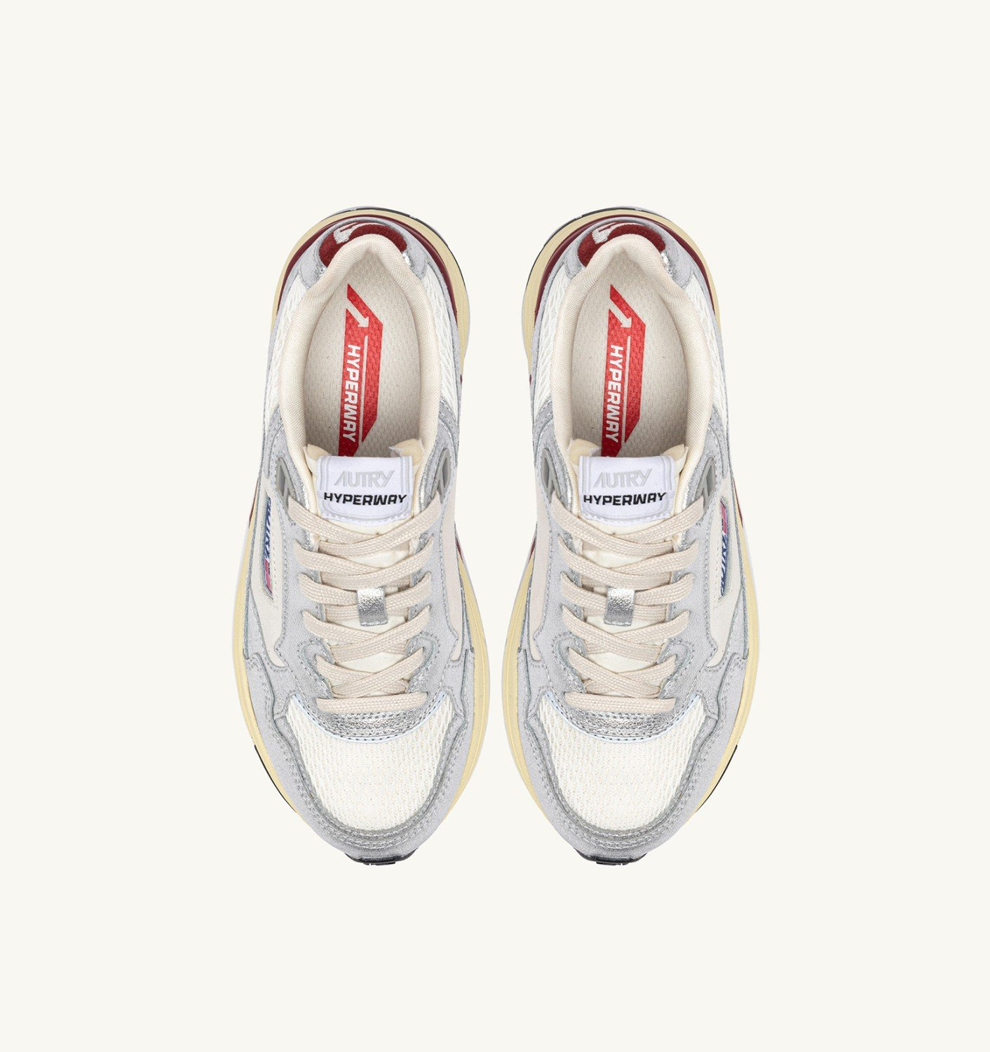 HYPERWAY SNEAKERS IN WHITE AND SILVER-TONE LAMINATED LEATHER AND MESH - 6