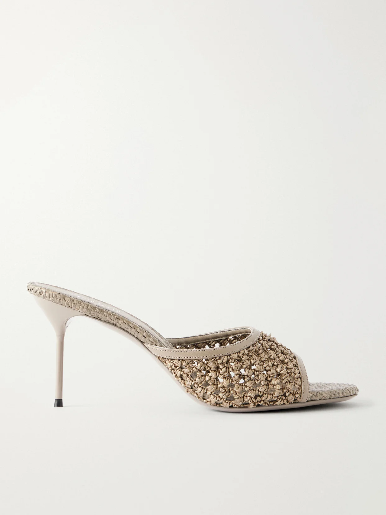 Lidia Leather-trimmed Straw Mules - 1