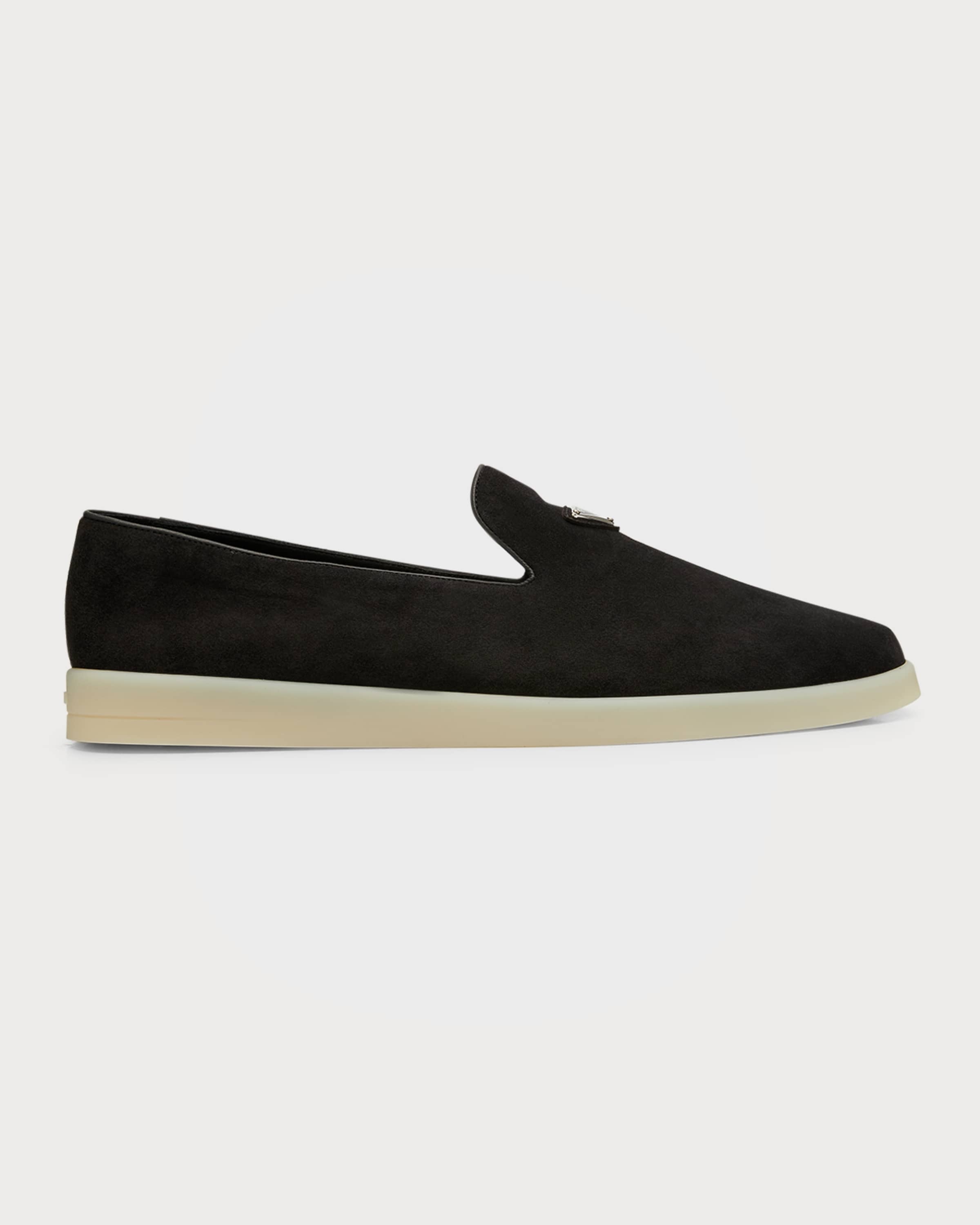 Men's Triangle Logo Suede Sneaker Loafers - 1