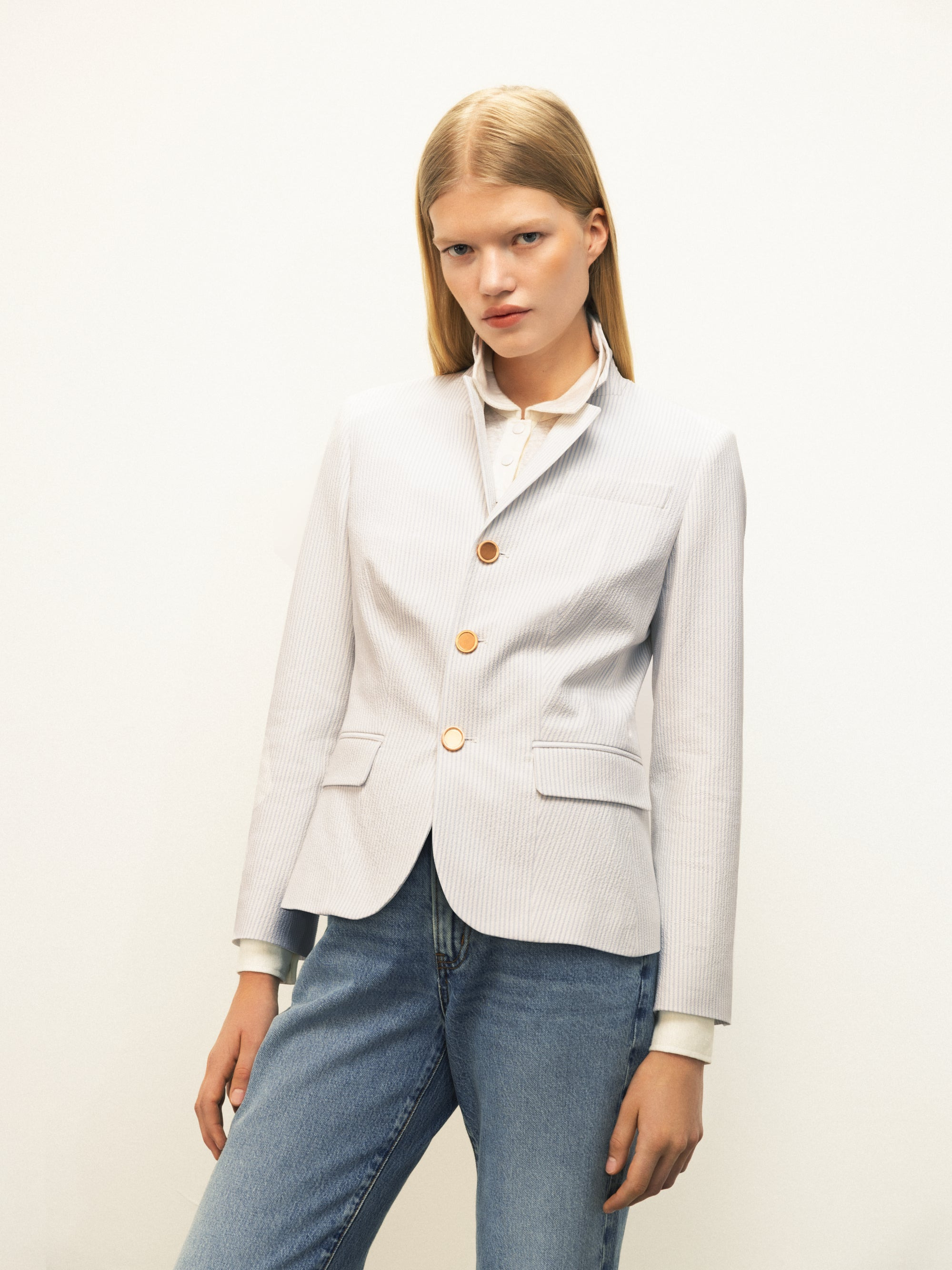 The Smart Blazer in Light Chambray Multi - 2